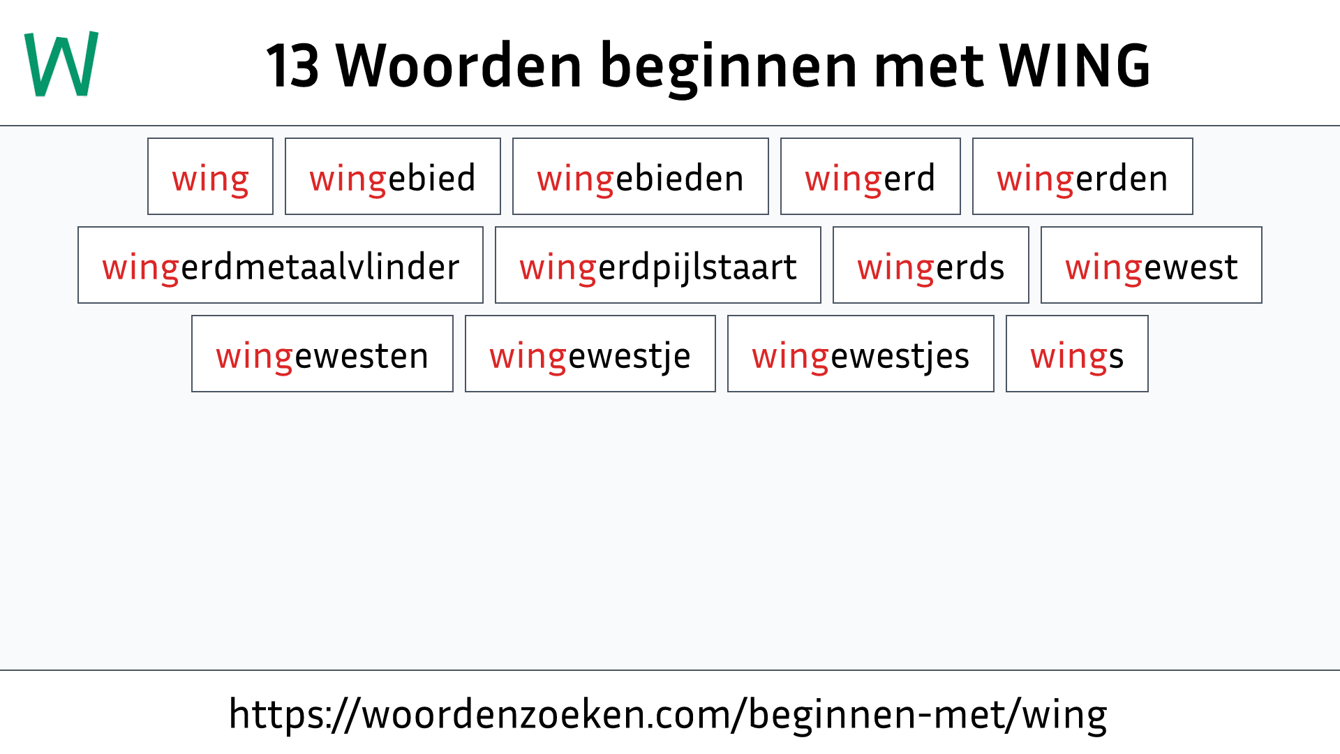 Woorden beginnen met WING