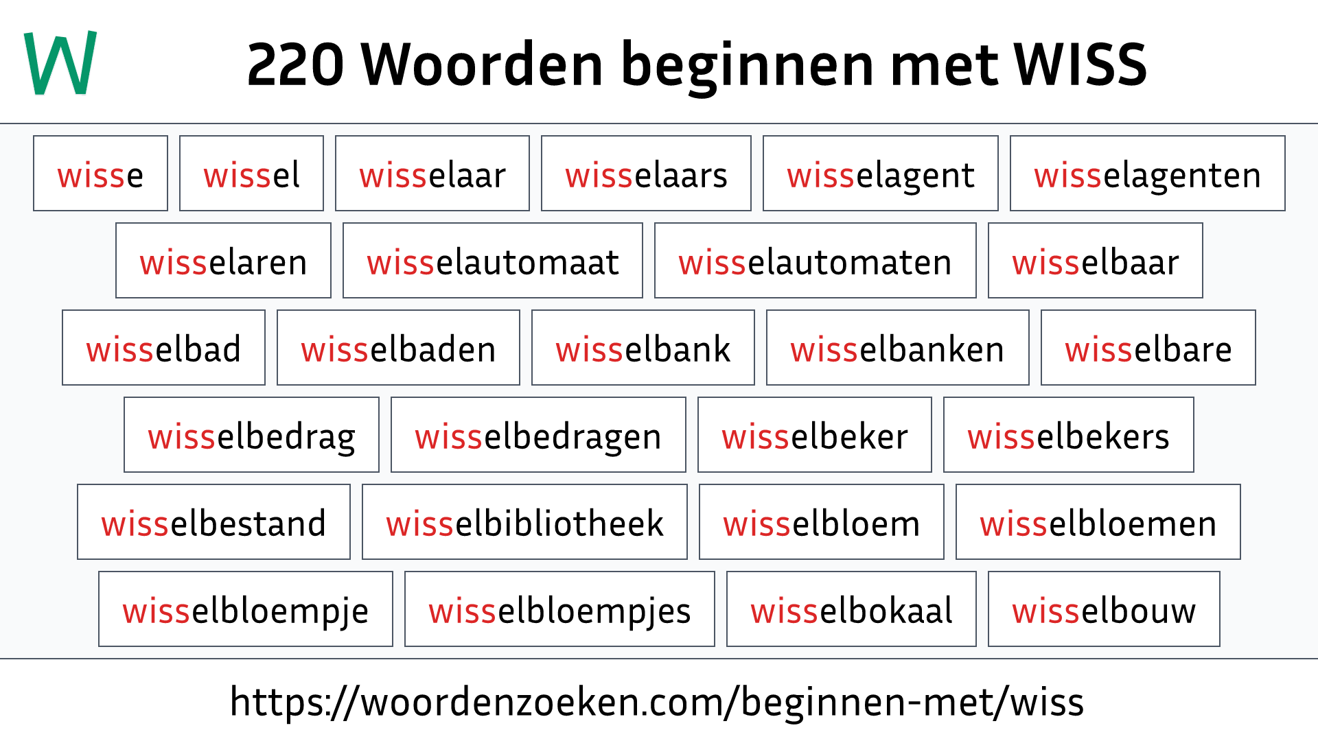 Woorden beginnen met WISS