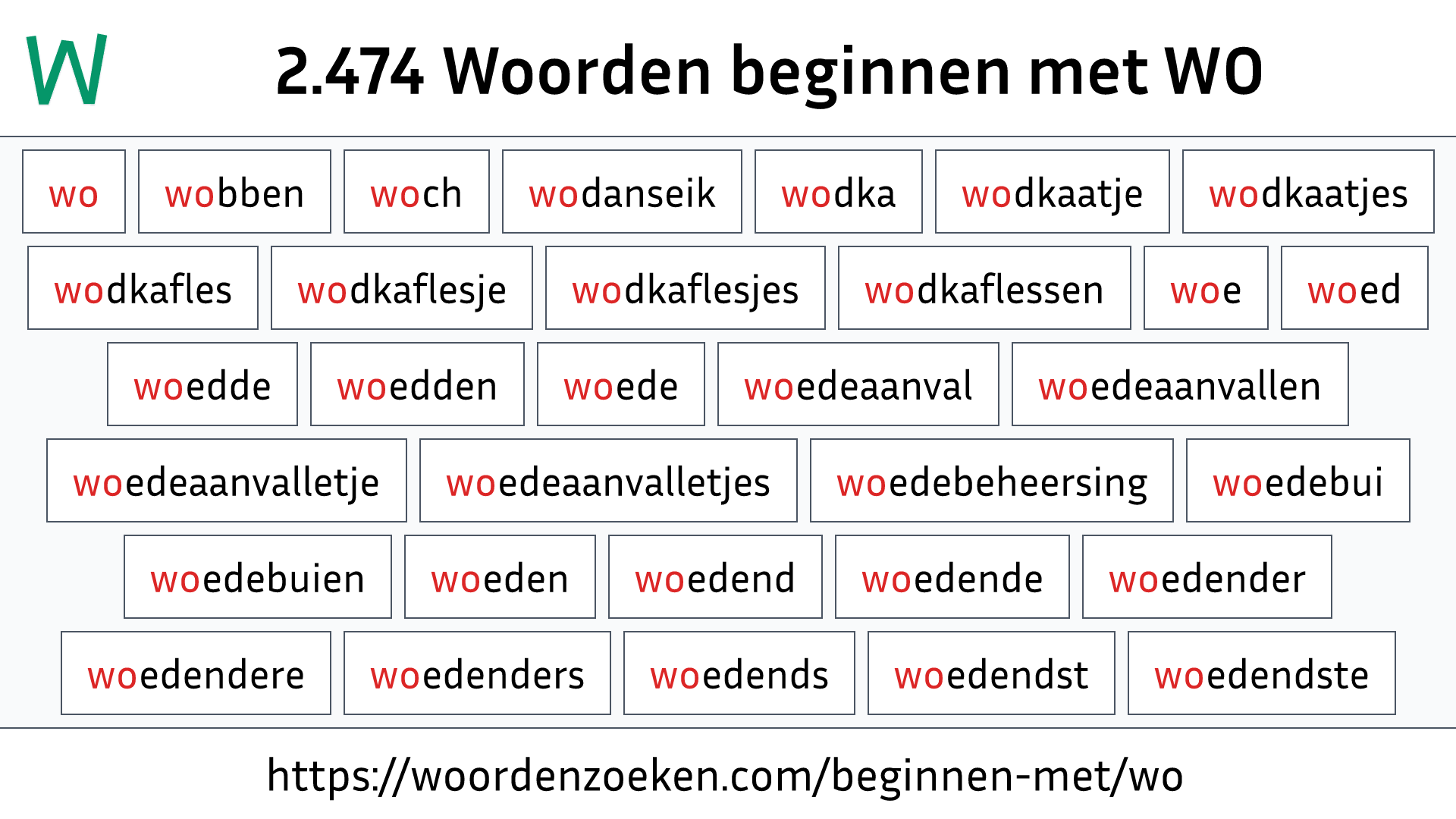 Woorden beginnen met WO