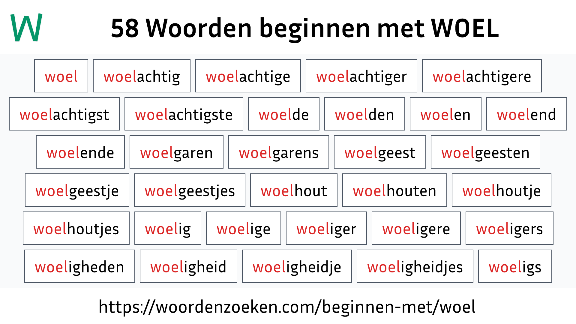 Woorden beginnen met WOEL