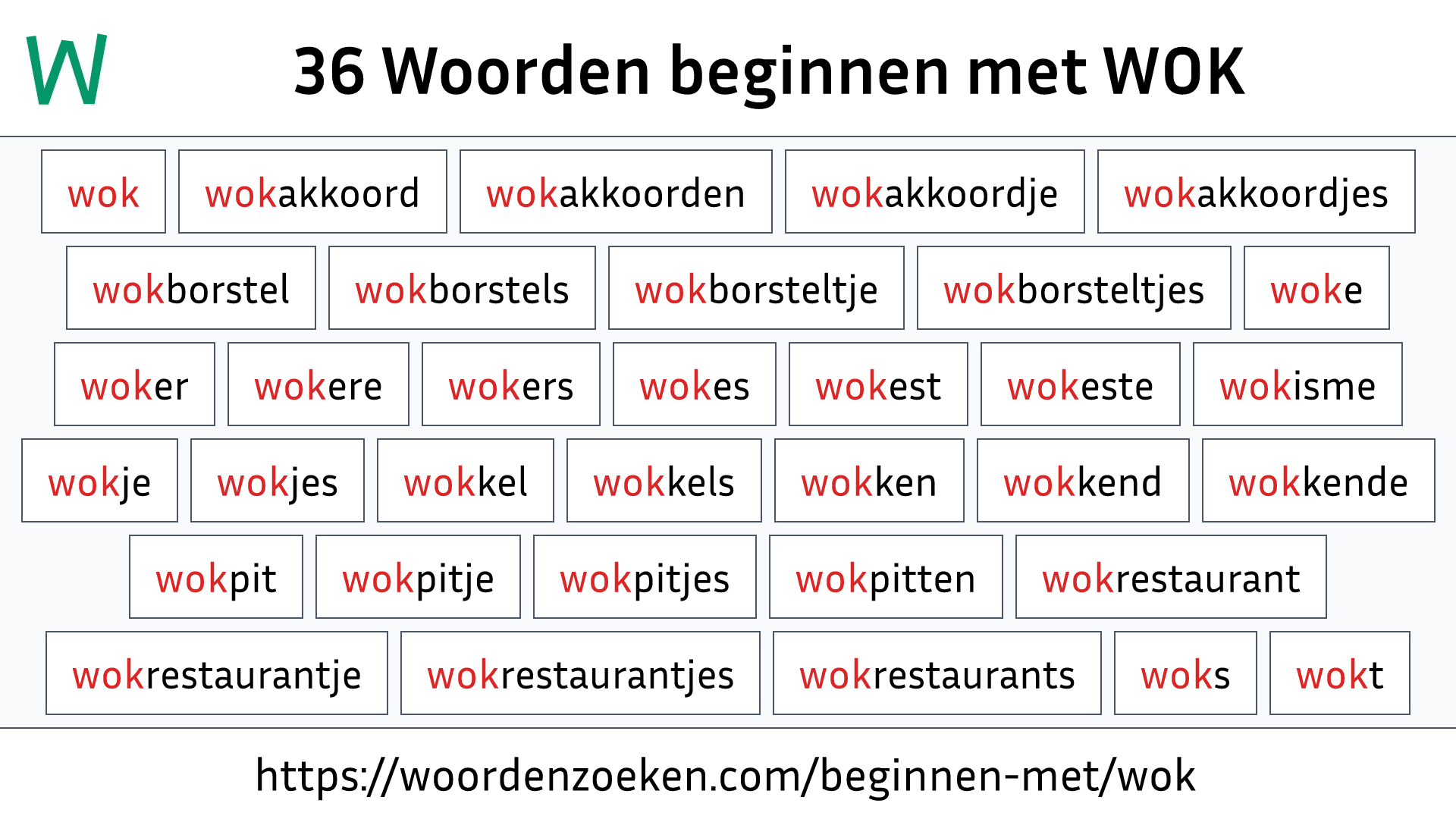Woorden beginnen met WOK