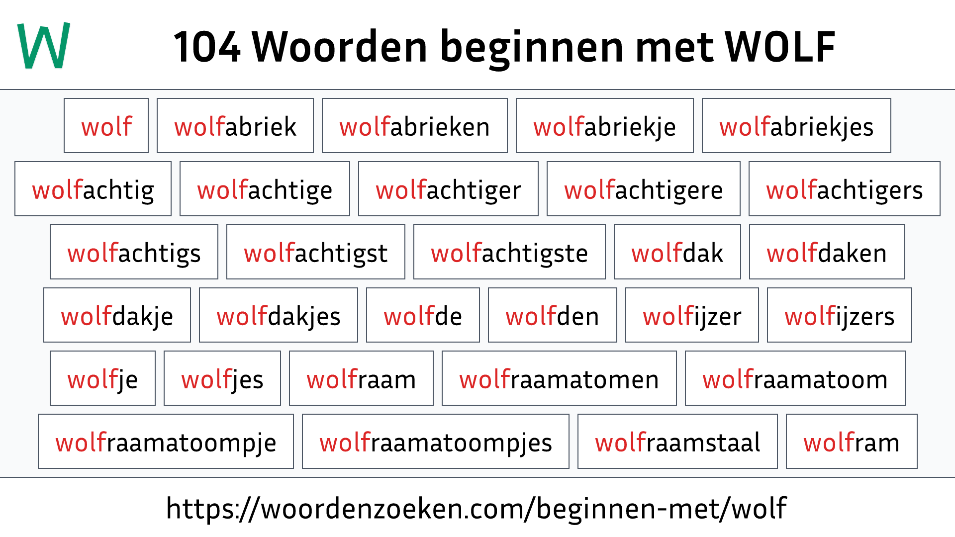 Woorden beginnen met WOLF