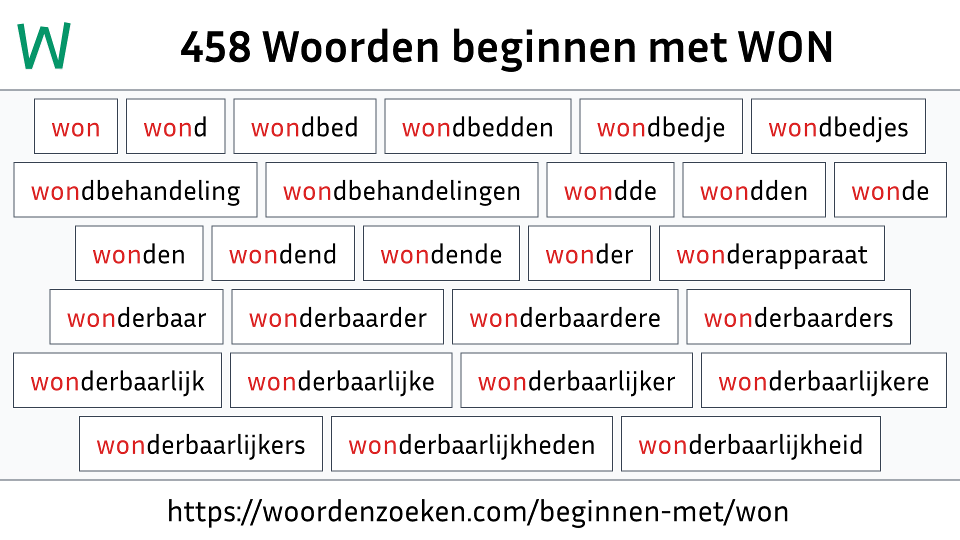 Woorden beginnen met WON