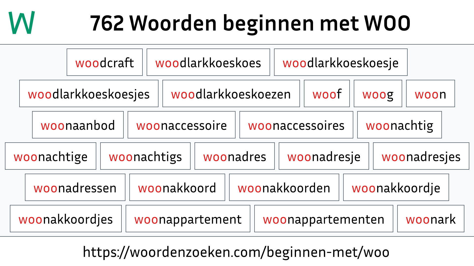 Woorden beginnen met WOO