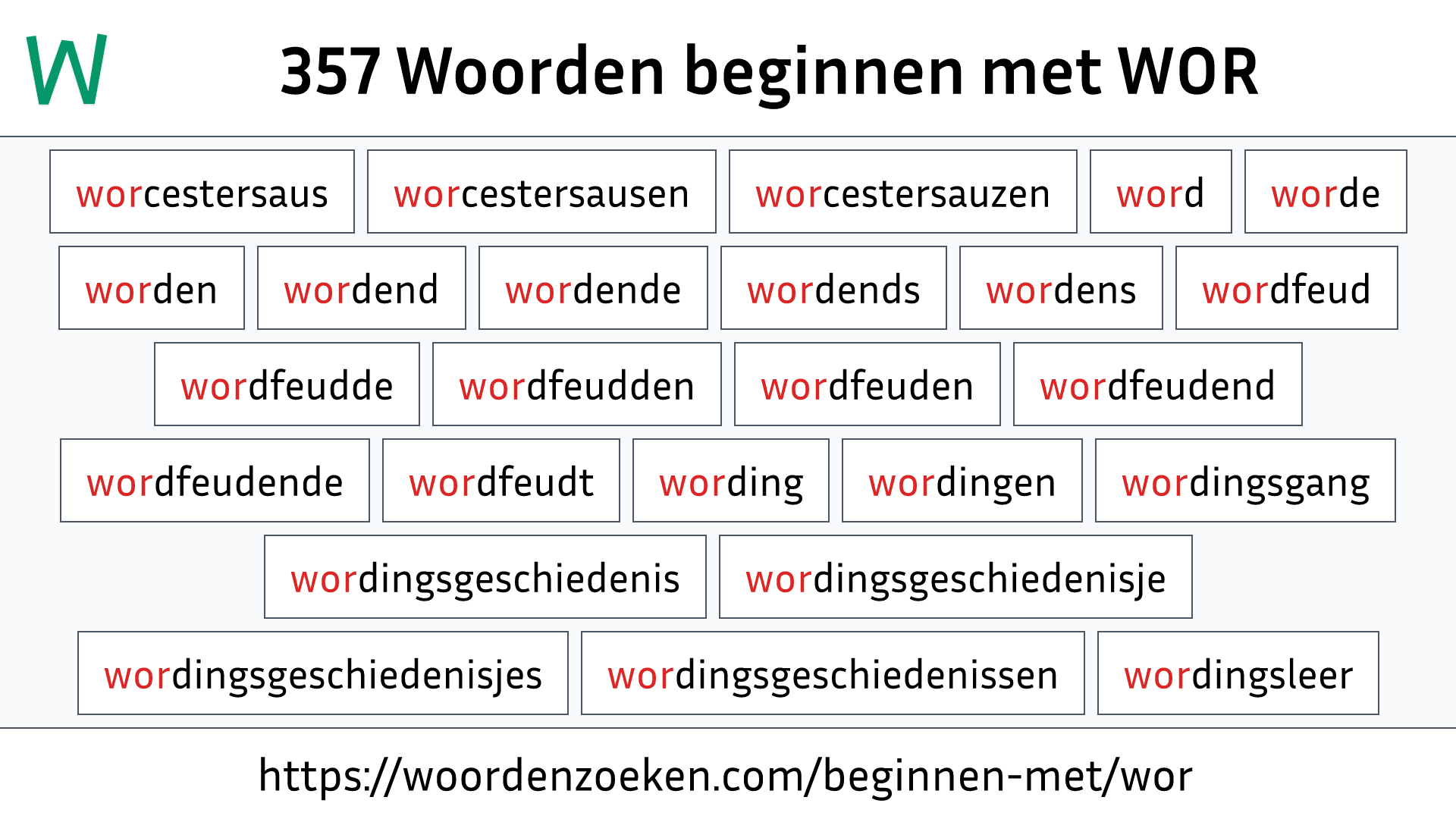 Woorden beginnen met WOR