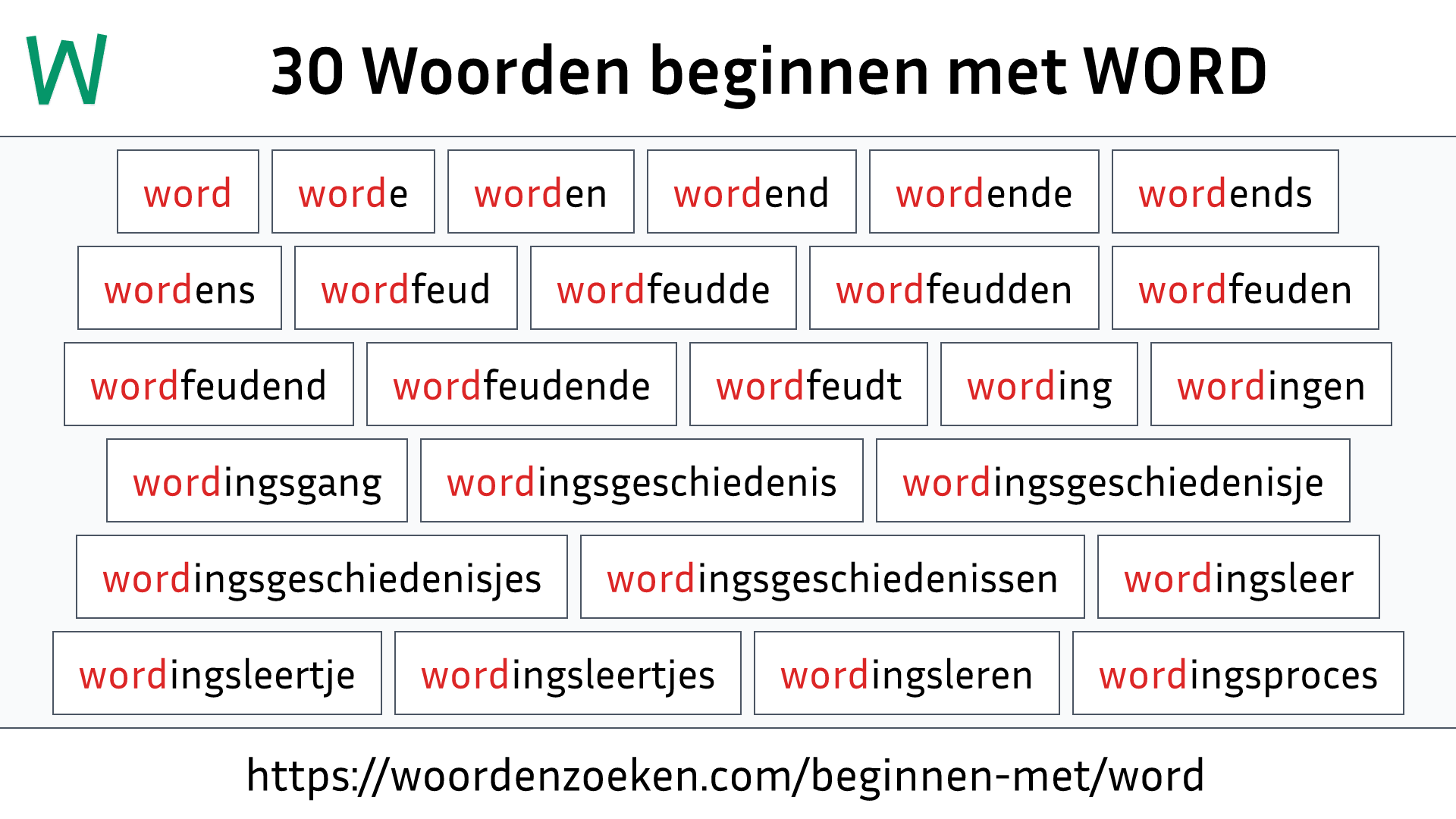 Woorden beginnen met WORD