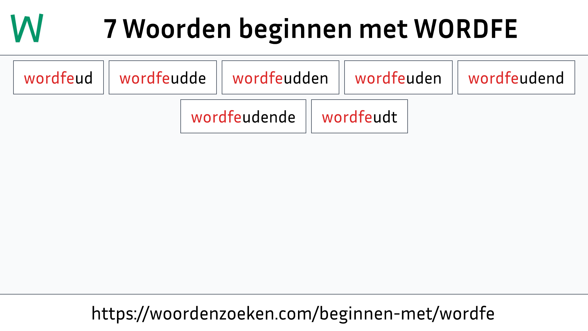 Woorden beginnen met WORDFE