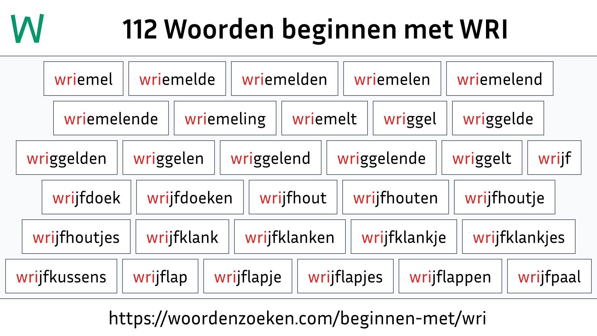 Woorden beginnen met WRI