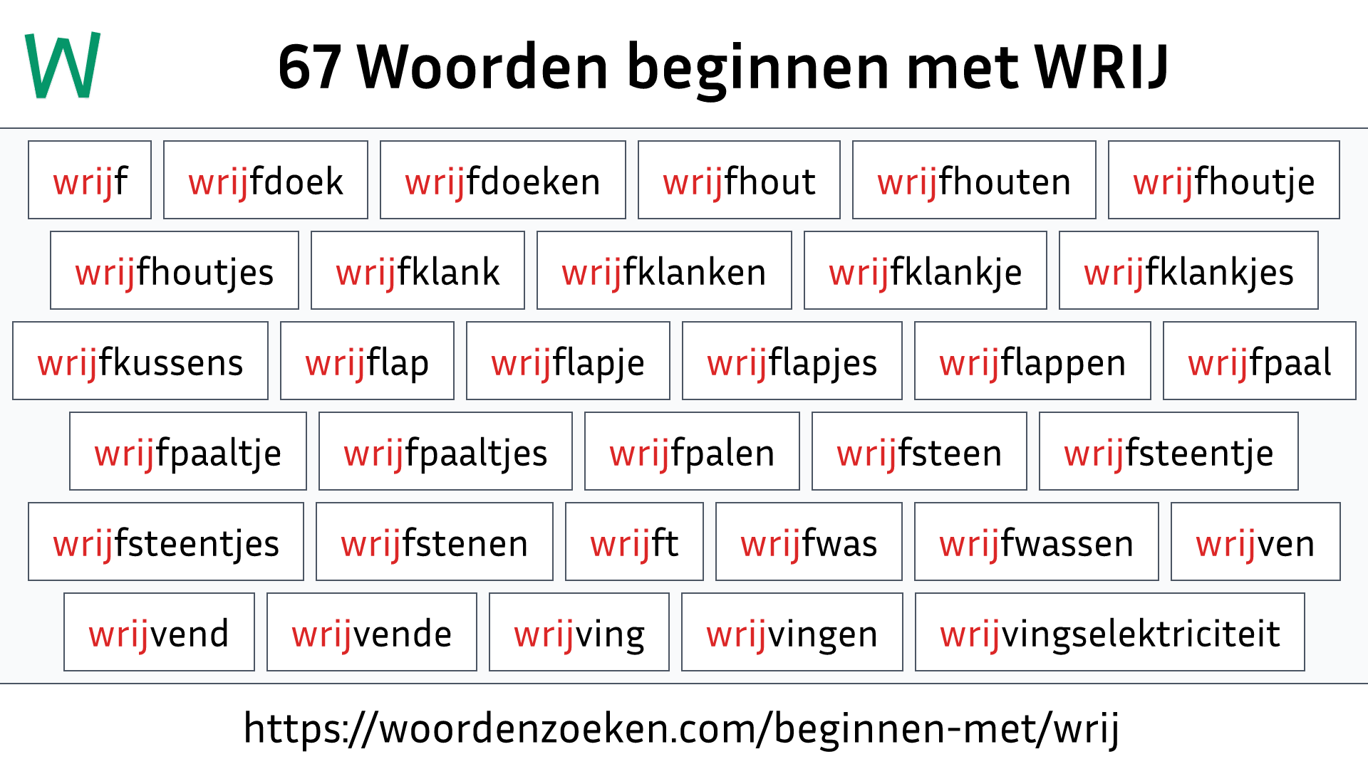 Woorden beginnen met WRIJ