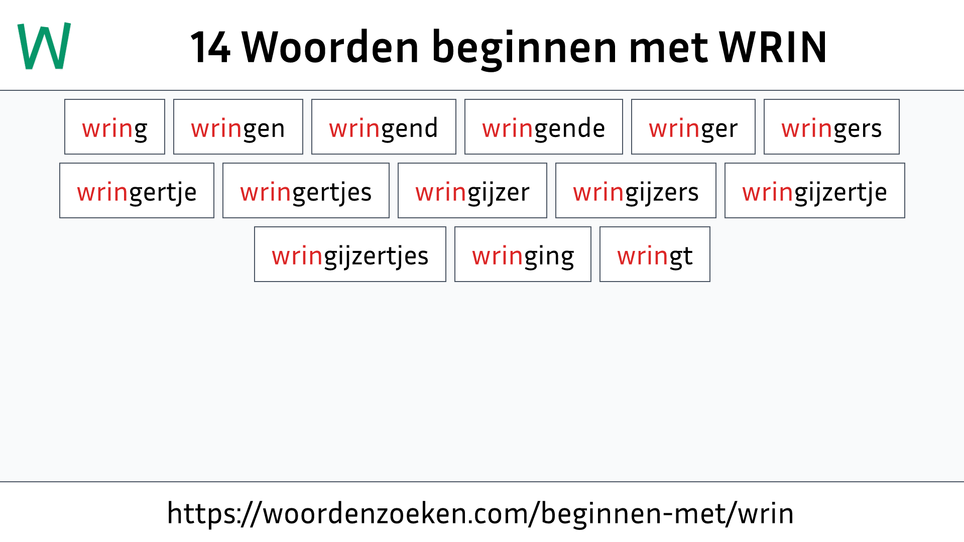 Woorden beginnen met WRIN