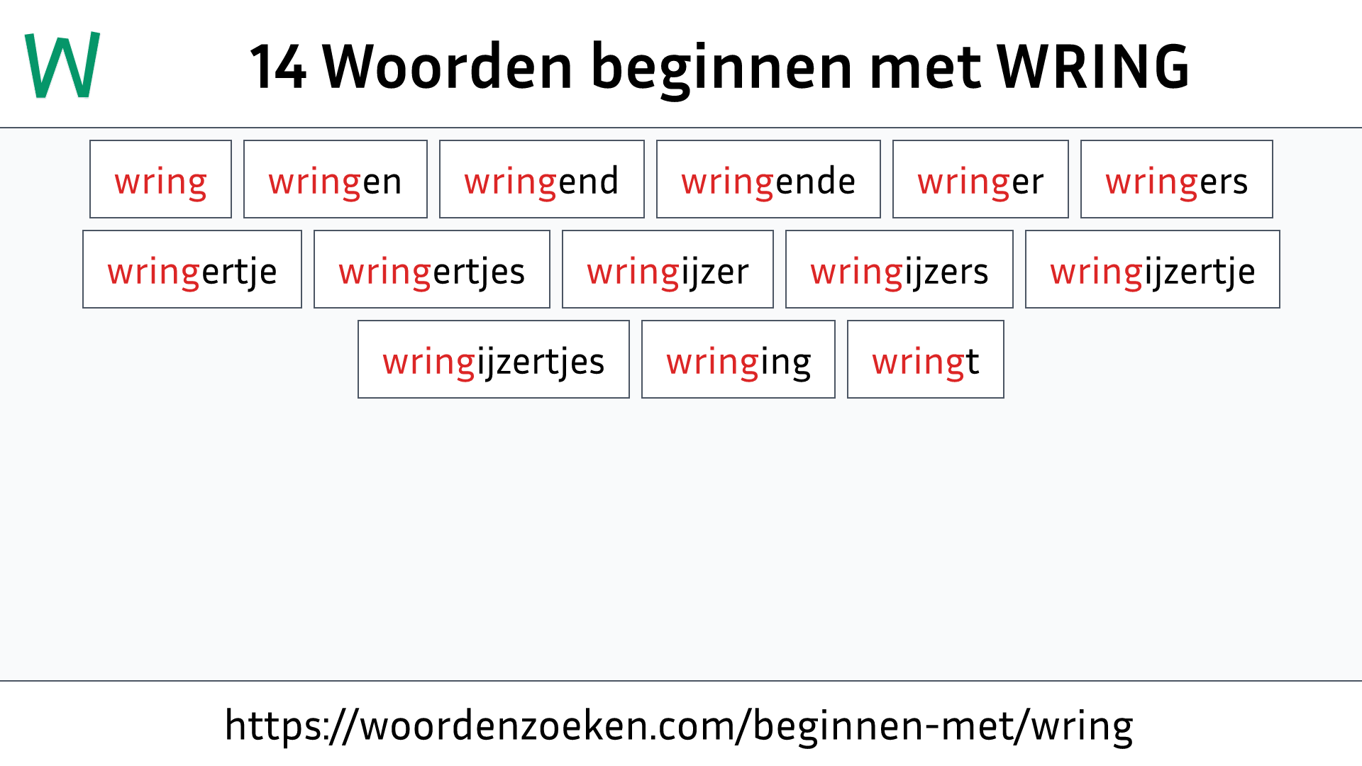 Woorden beginnen met WRING