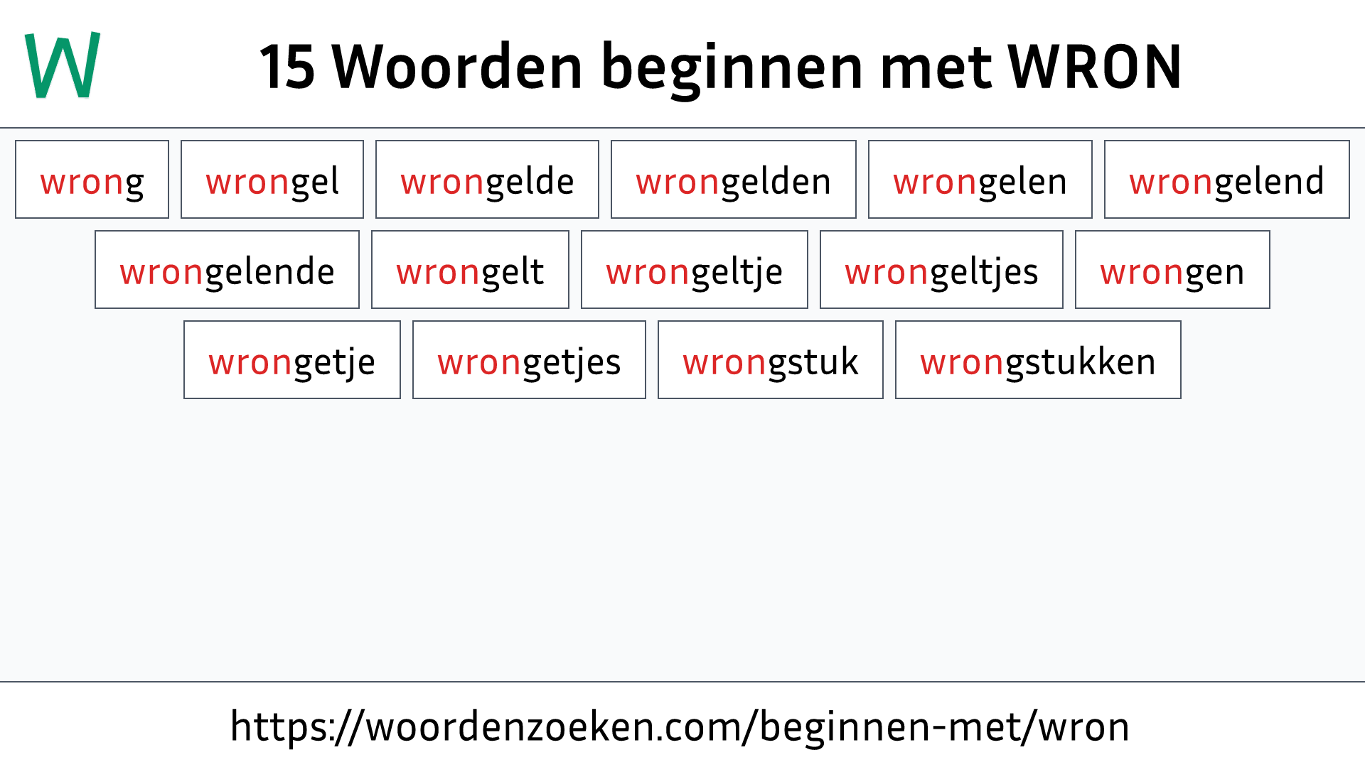 Woorden beginnen met WRON