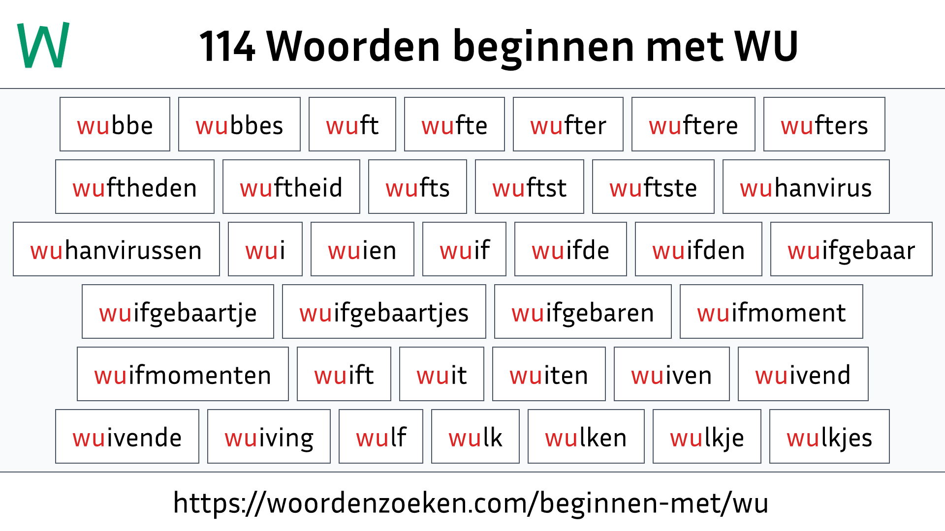 Woorden beginnen met WU