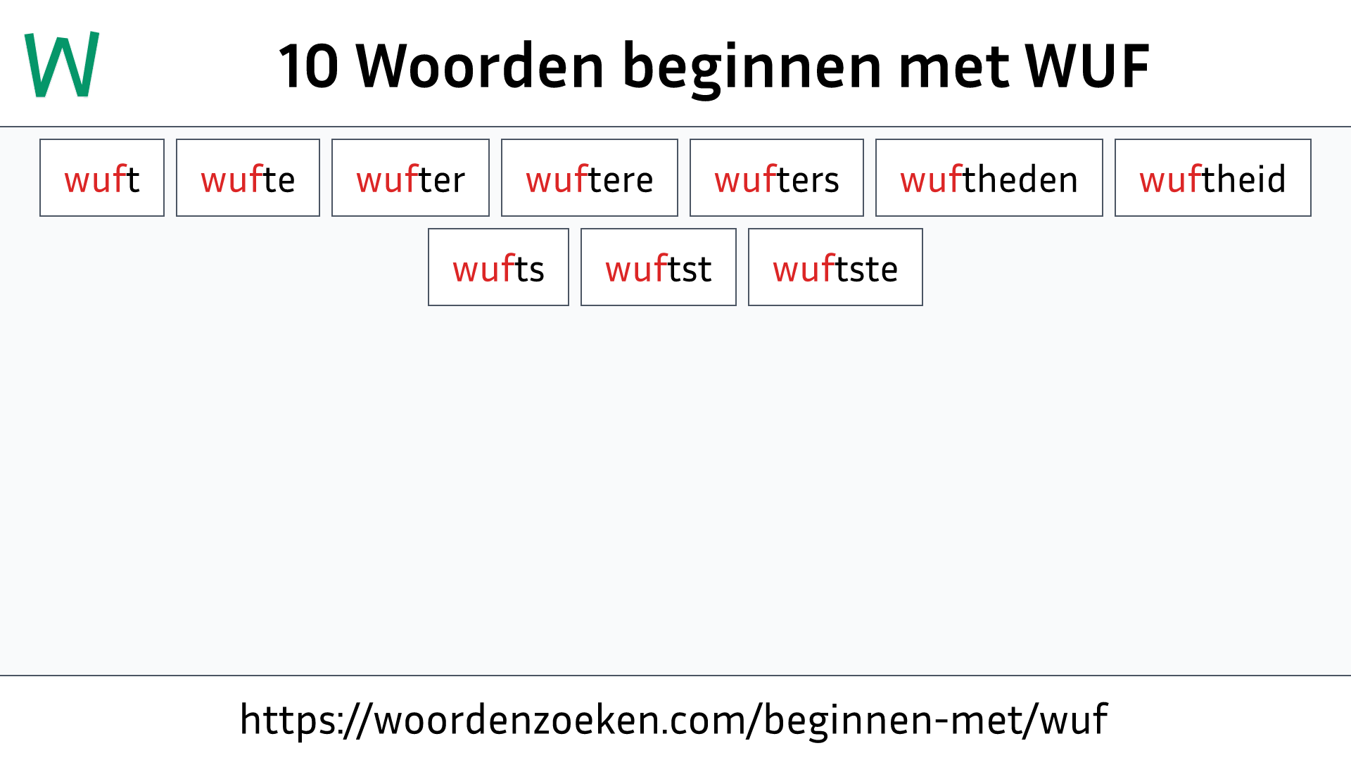 Woorden beginnen met WUF