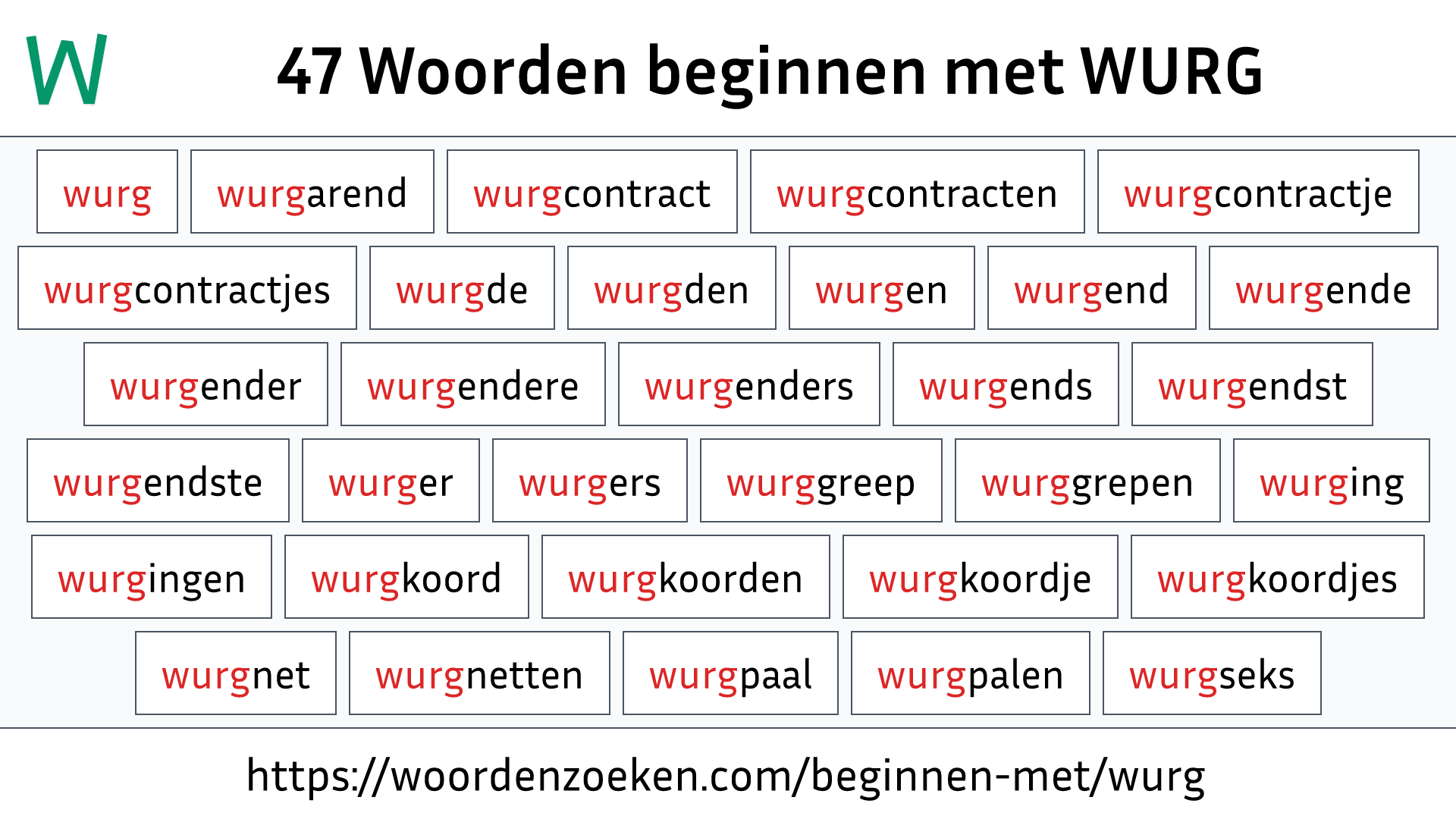Woorden beginnen met WURG