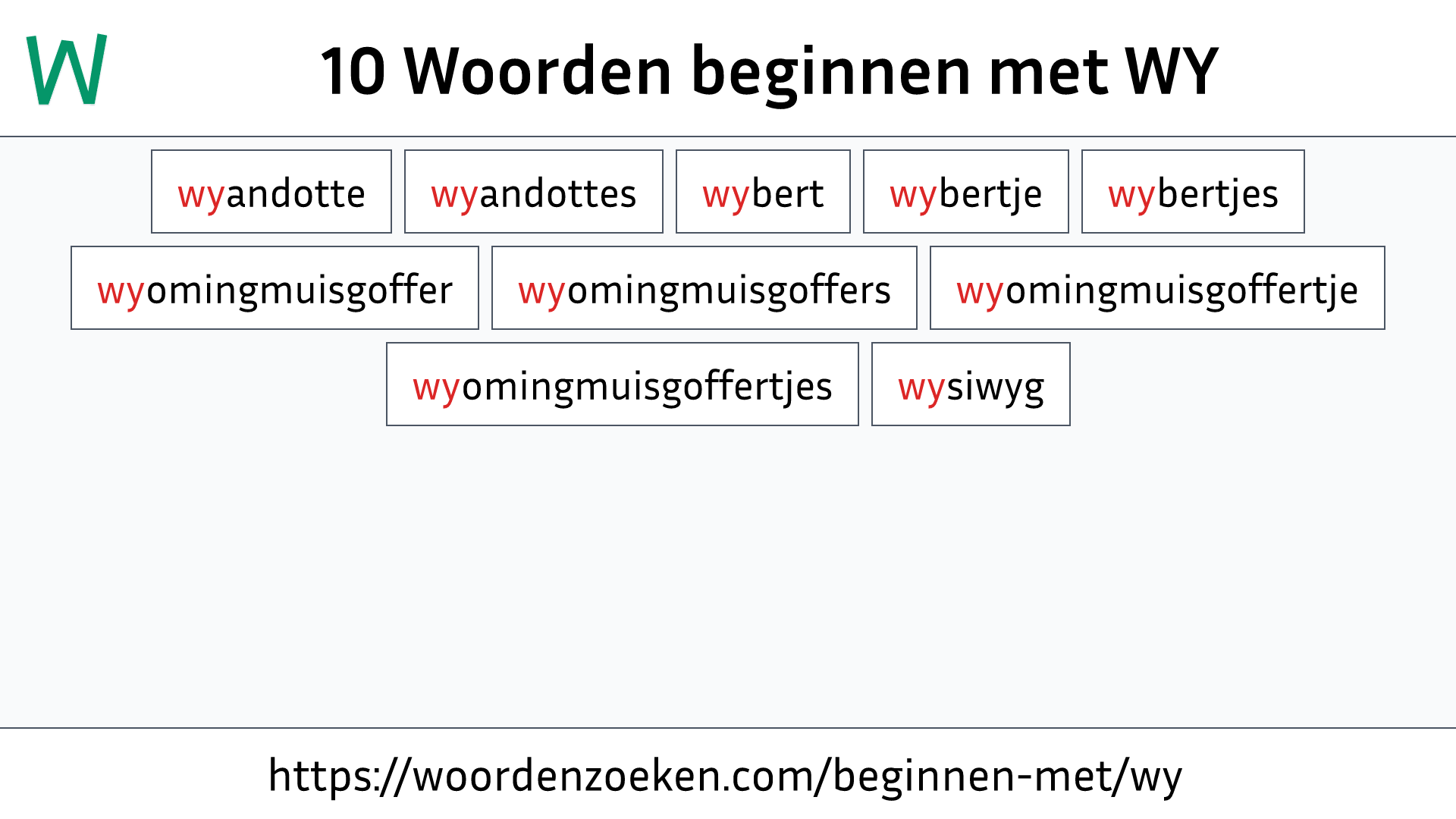 Woorden beginnen met WY
