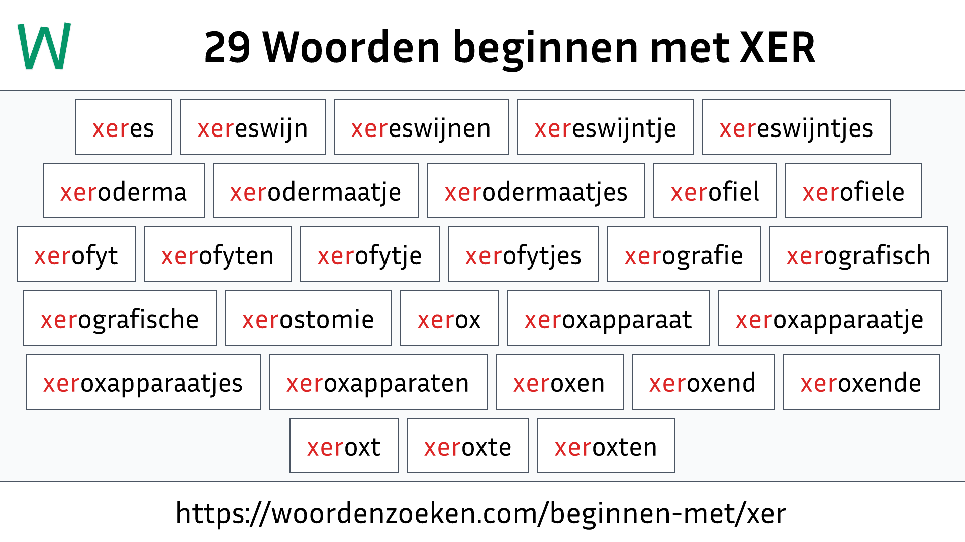 Woorden beginnen met XER