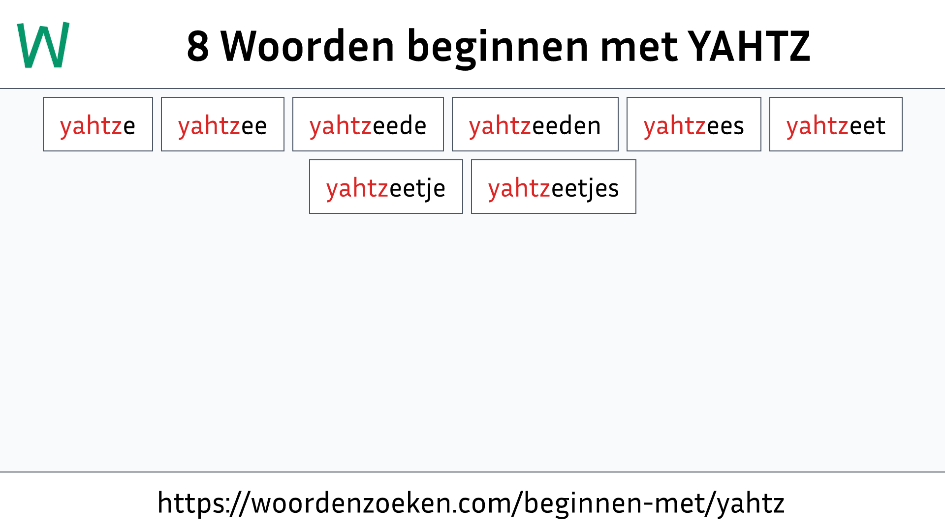 Woorden beginnen met YAHTZ