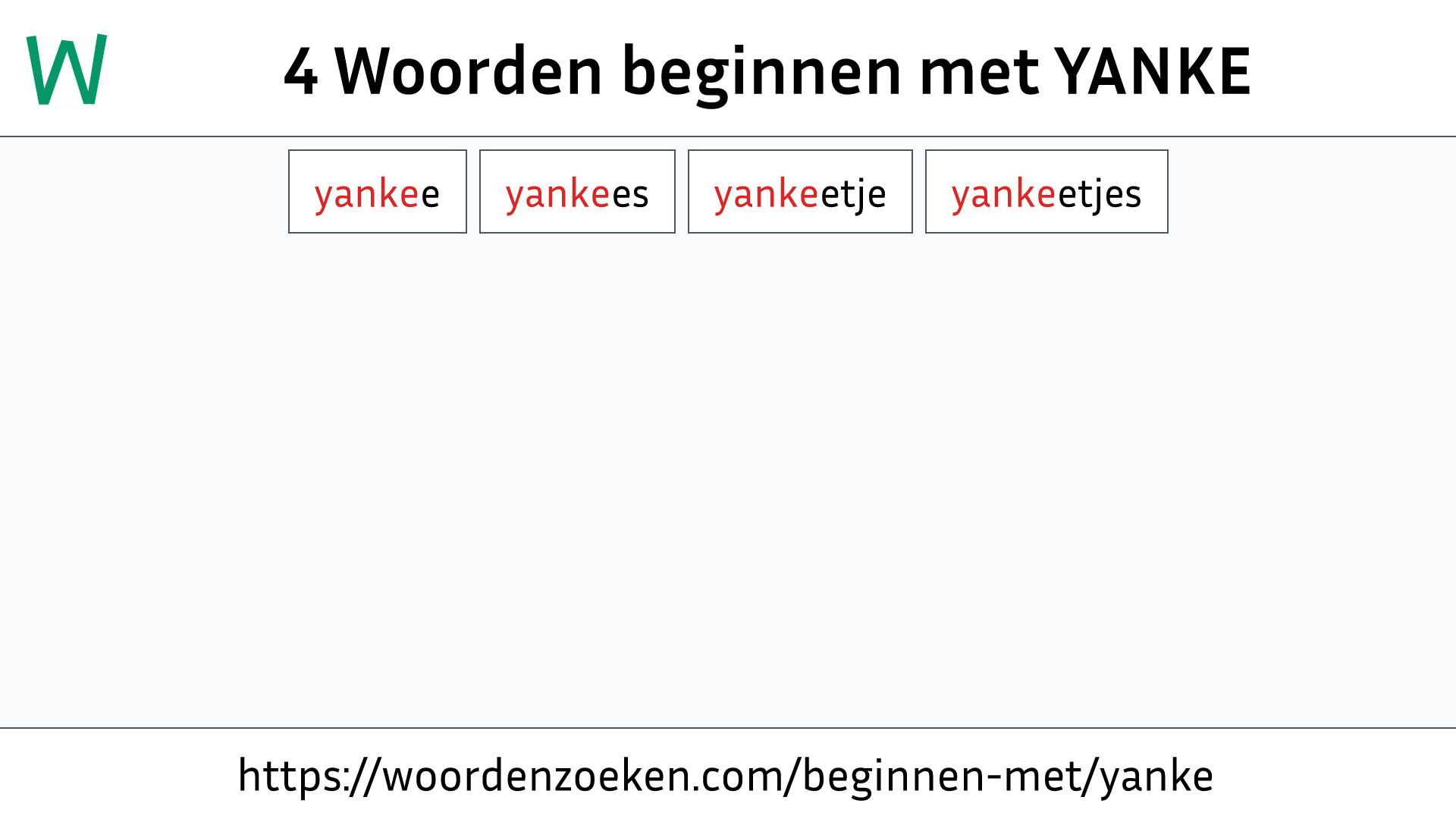 Woorden beginnen met YANKE