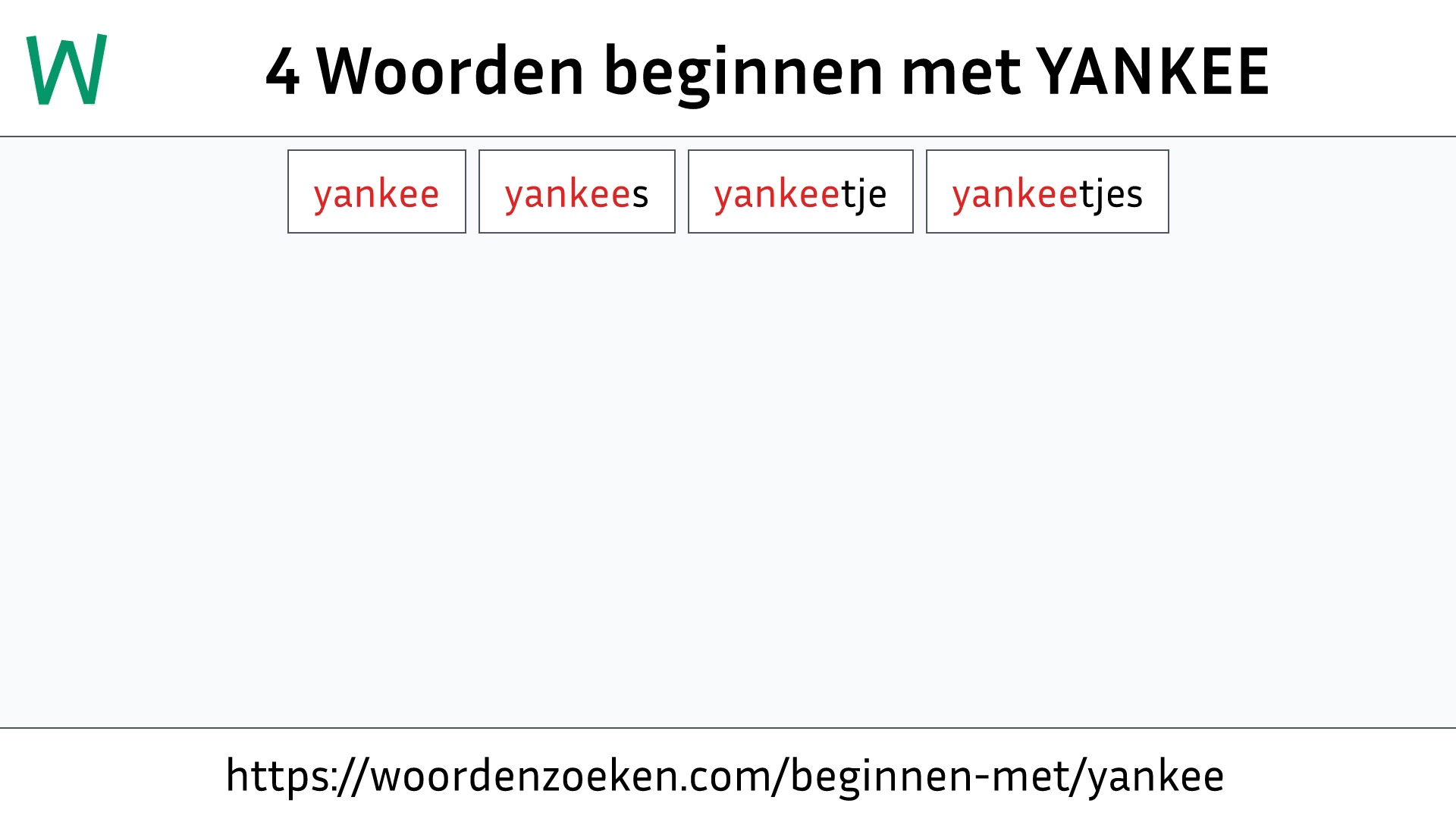 Woorden beginnen met YANKEE