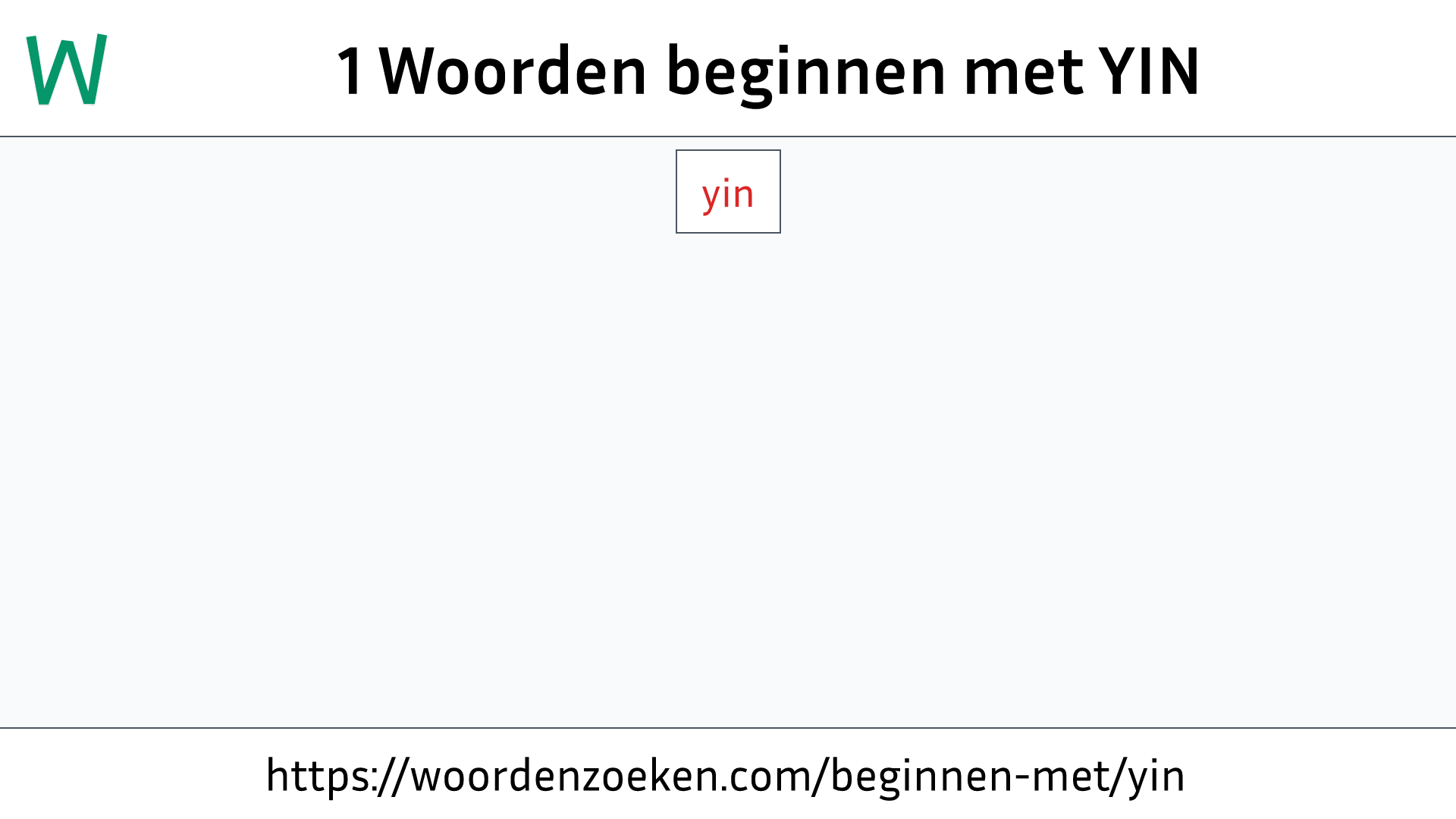 Woorden beginnen met YIN