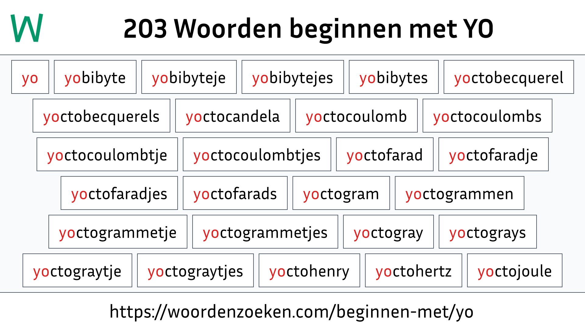 Woorden beginnen met YO