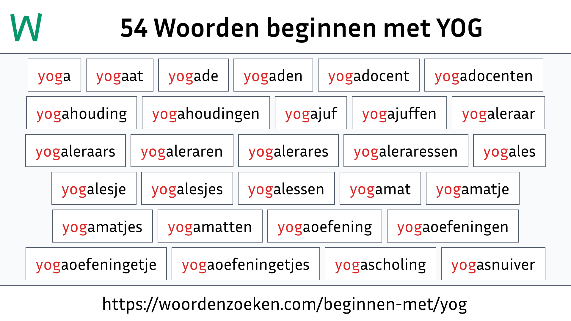 Woorden beginnen met YOG