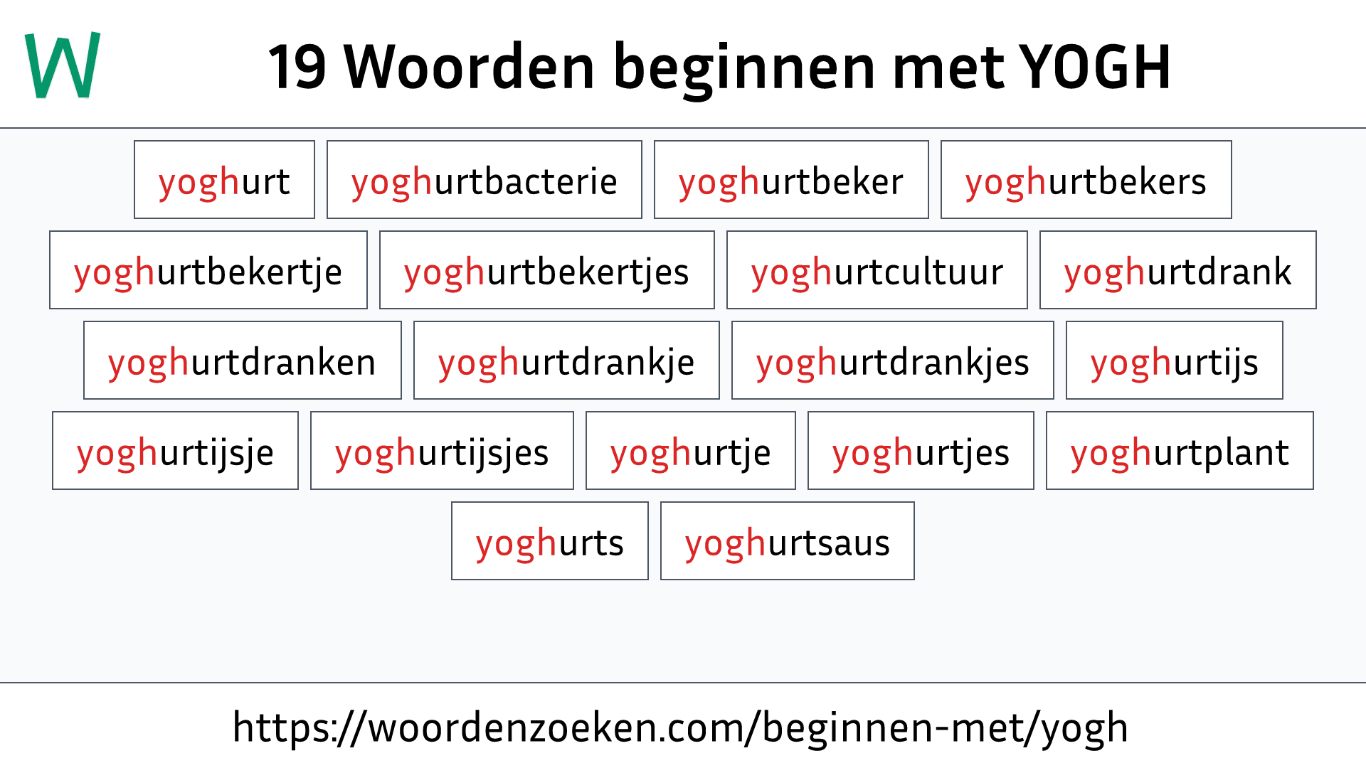 Woorden beginnen met YOGH