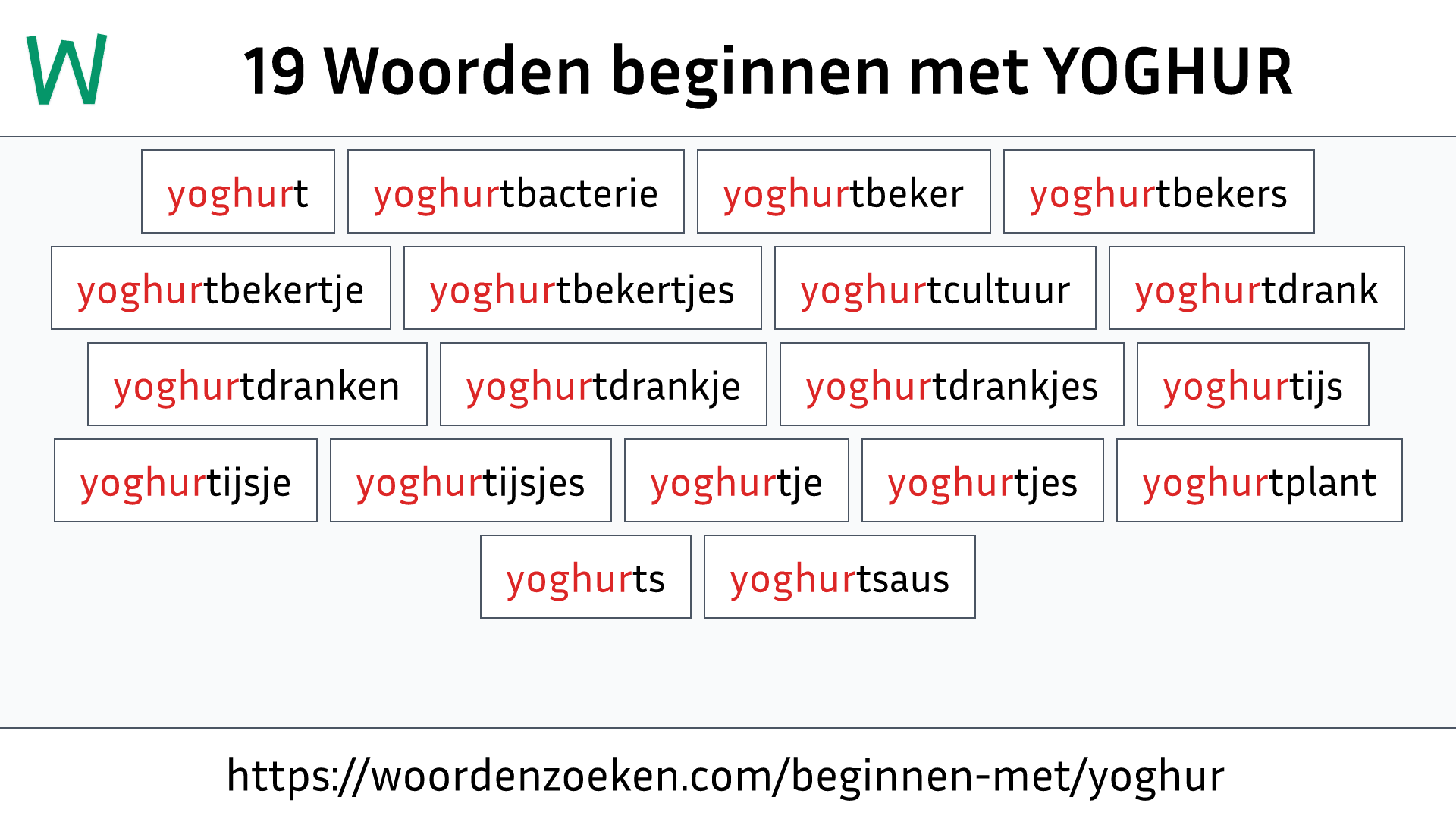 Woorden beginnen met YOGHUR