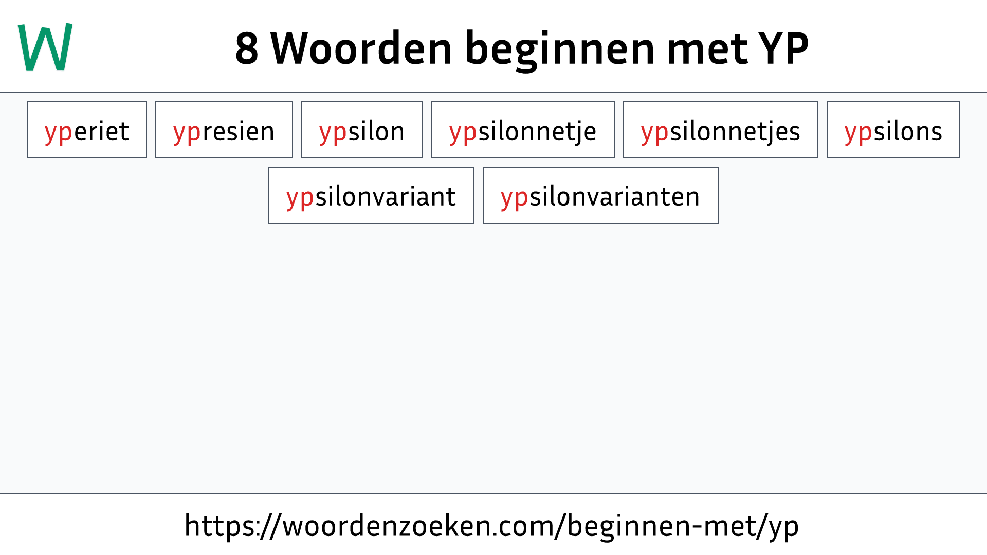 Woorden beginnen met YP