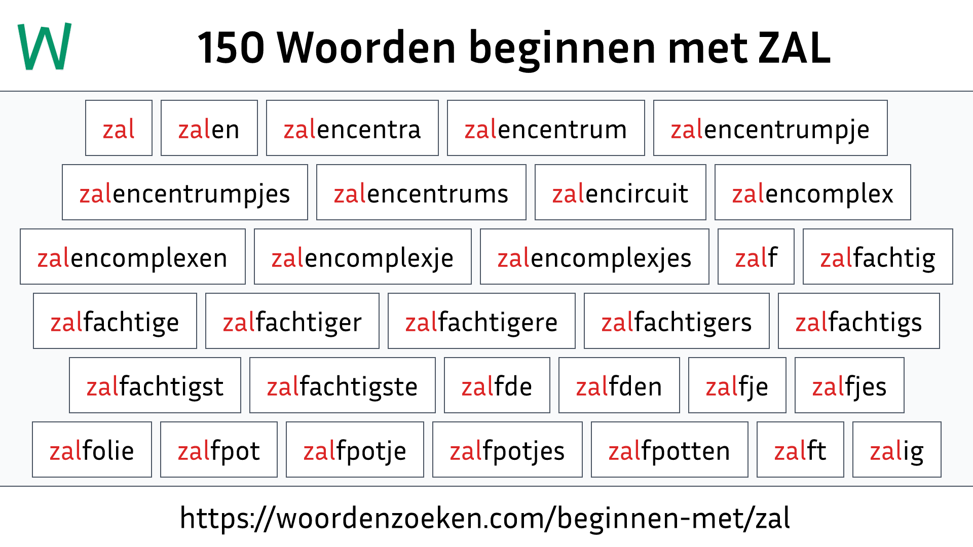 Woorden beginnen met ZAL