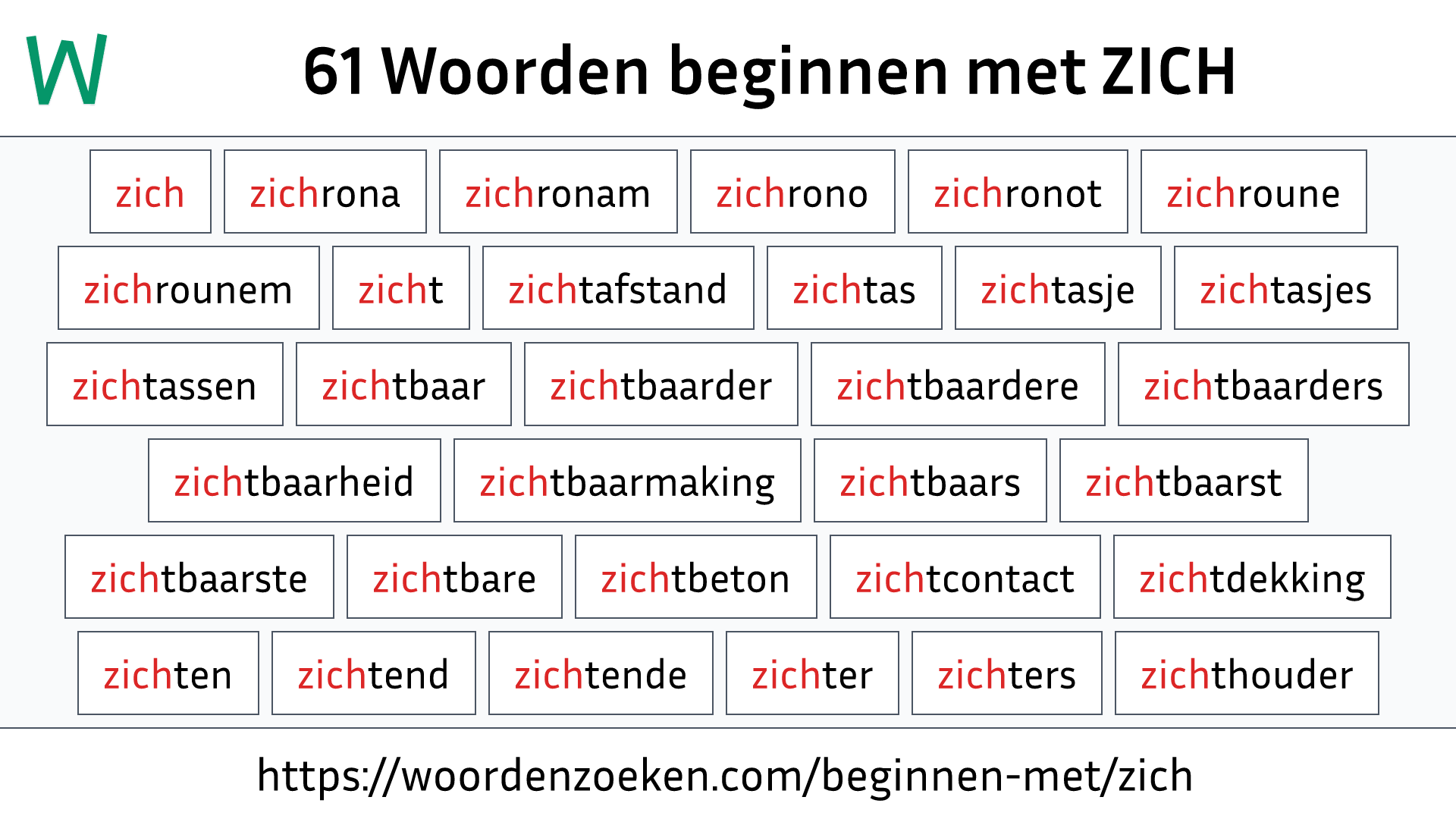 Woorden beginnen met ZICH