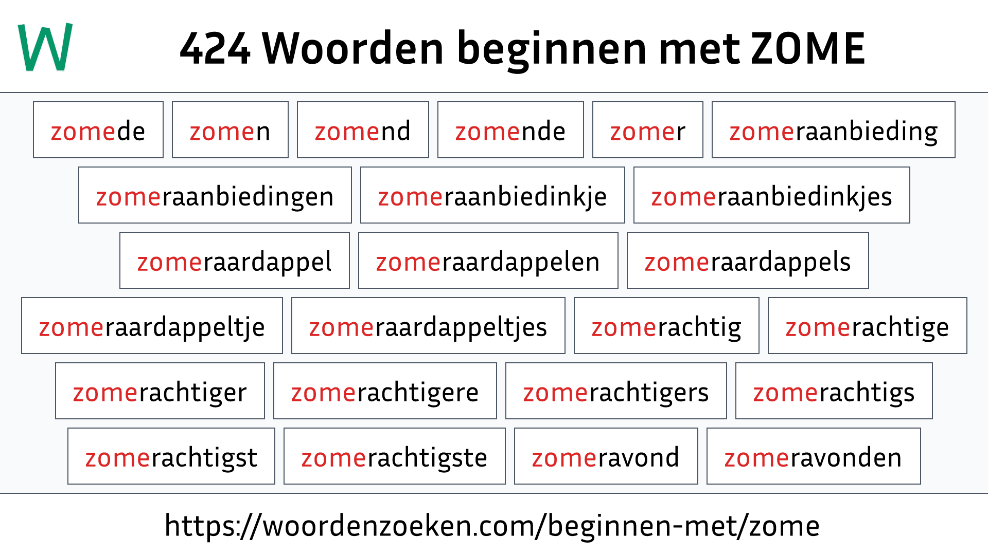 Woorden beginnen met ZOME