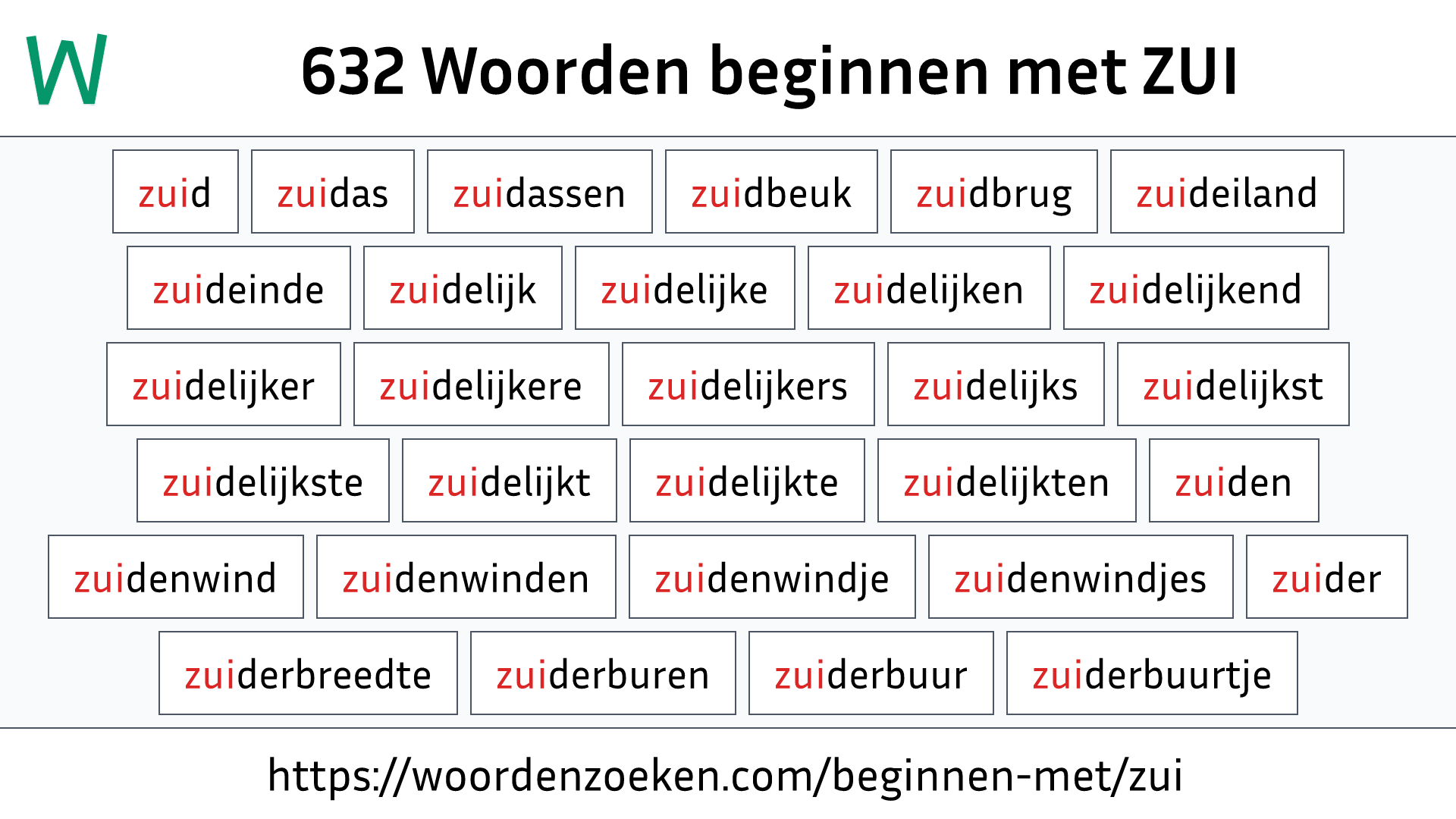 Woorden beginnen met ZUI