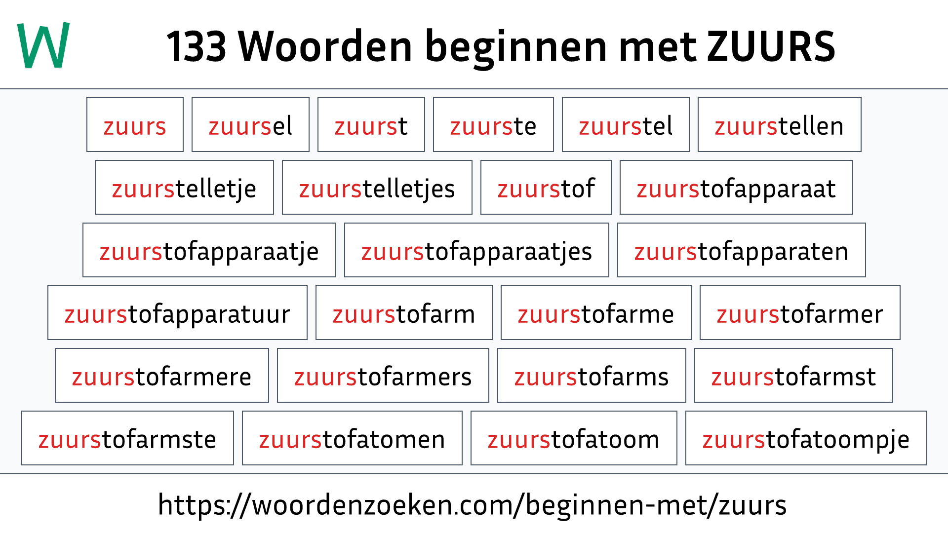 Woorden beginnen met ZUURS