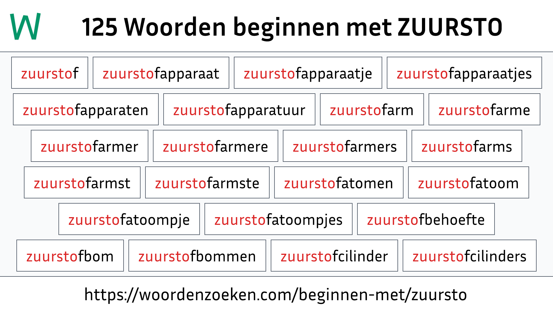 Woorden beginnen met ZUURSTO