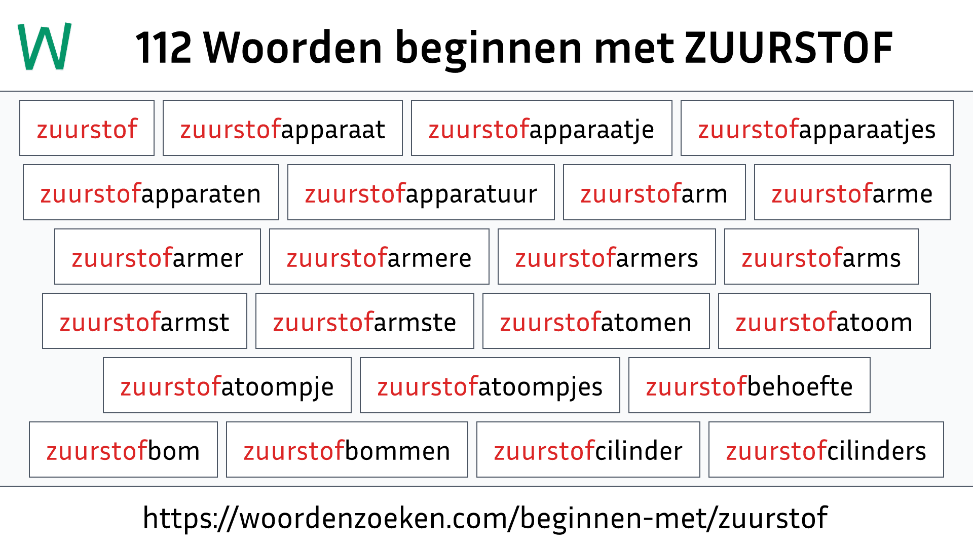 Woorden beginnen met ZUURSTOF