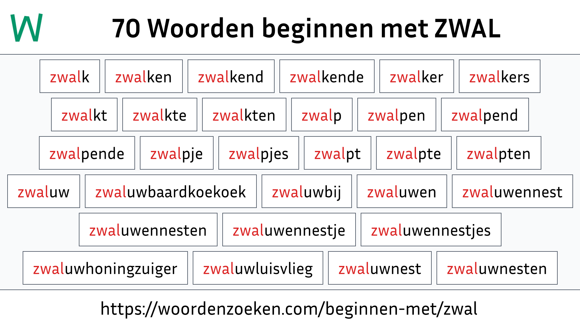 Woorden beginnen met ZWAL