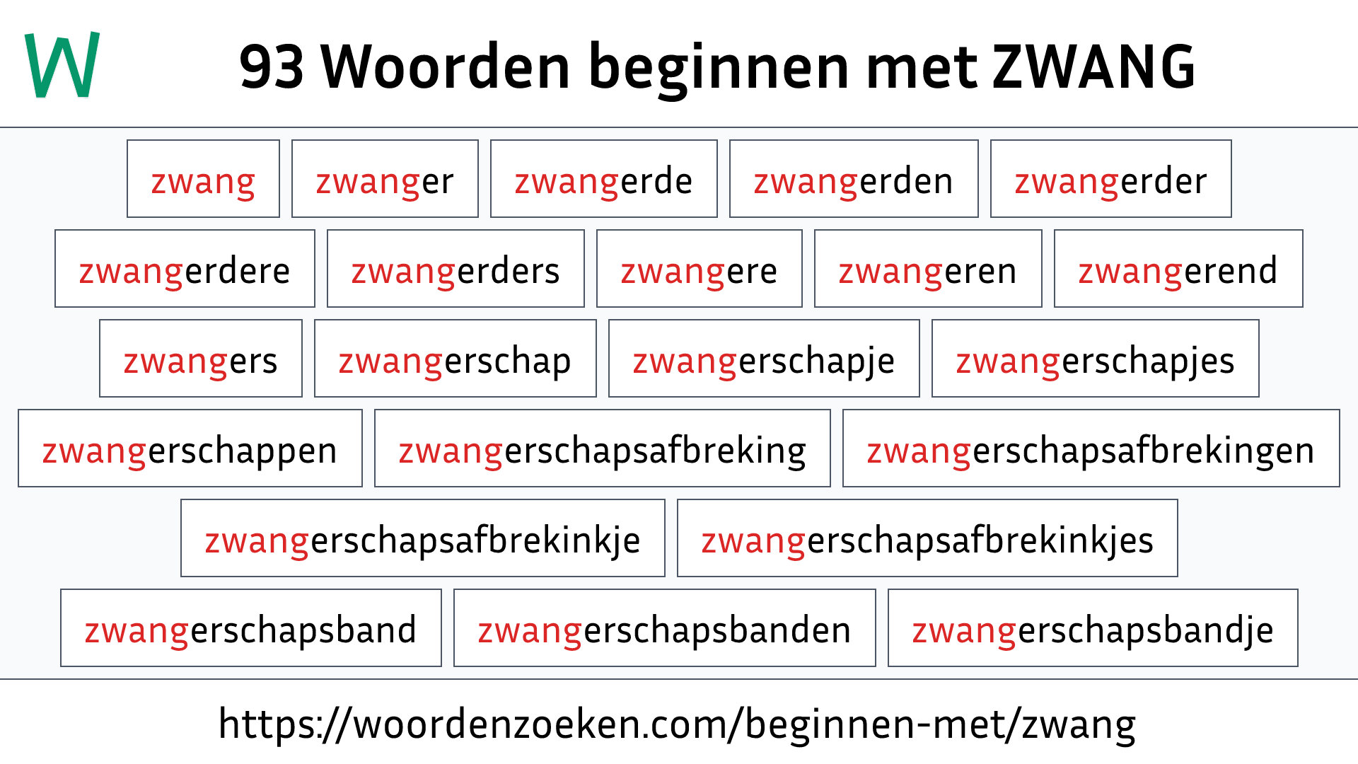 Woorden beginnen met ZWANG