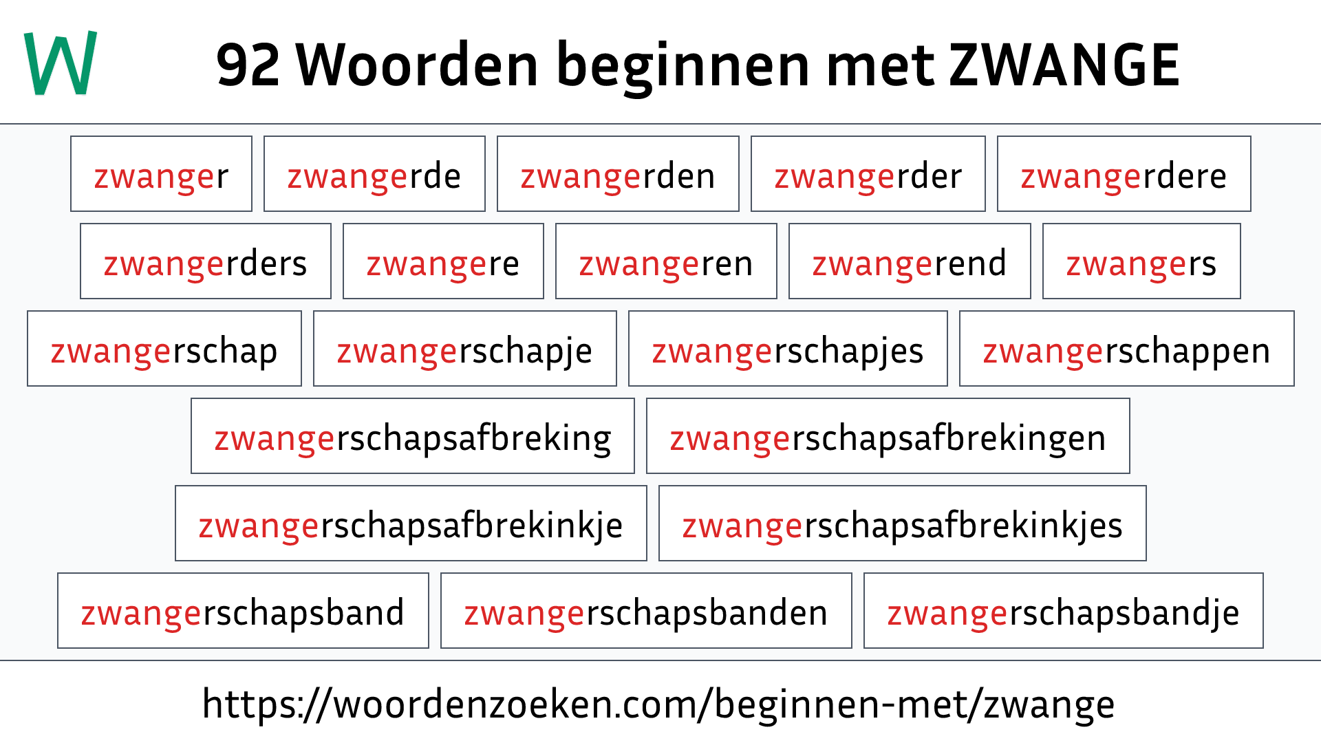 Woorden beginnen met ZWANGE