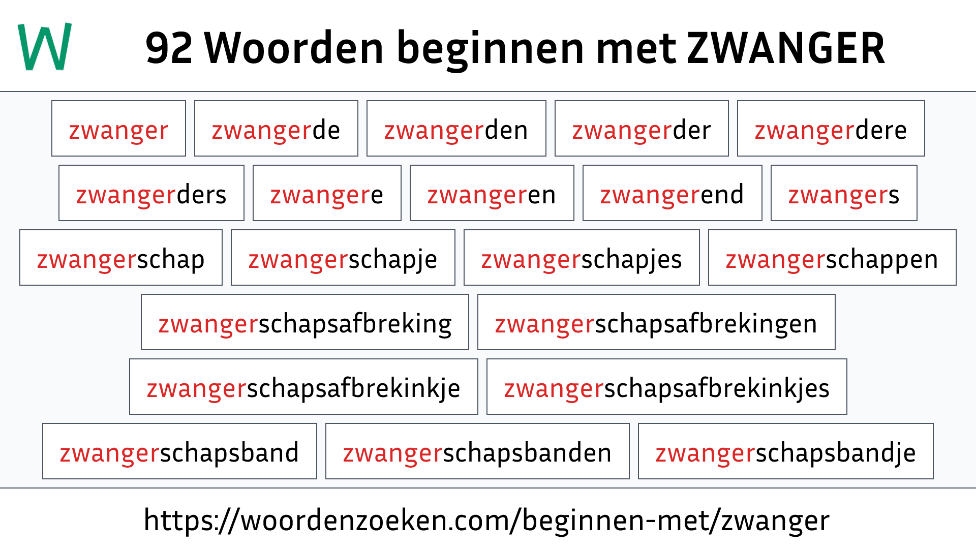 Woorden beginnen met ZWANGER
