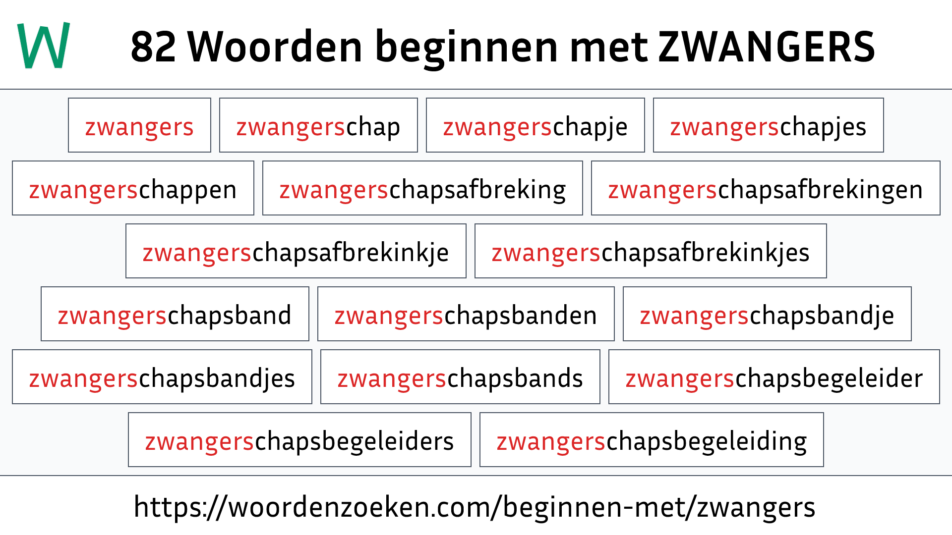 Woorden beginnen met ZWANGERS