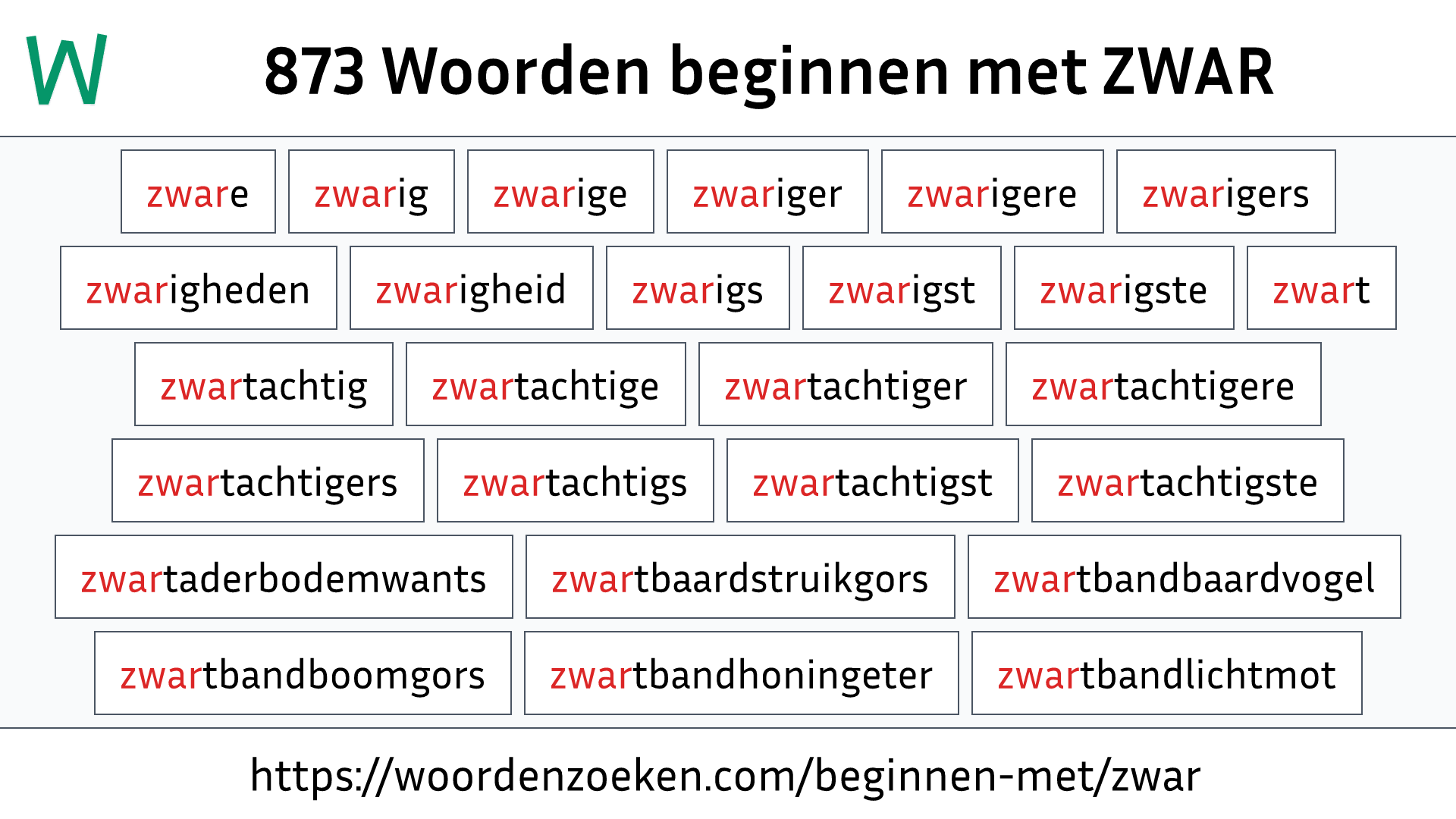 Woorden beginnen met ZWAR