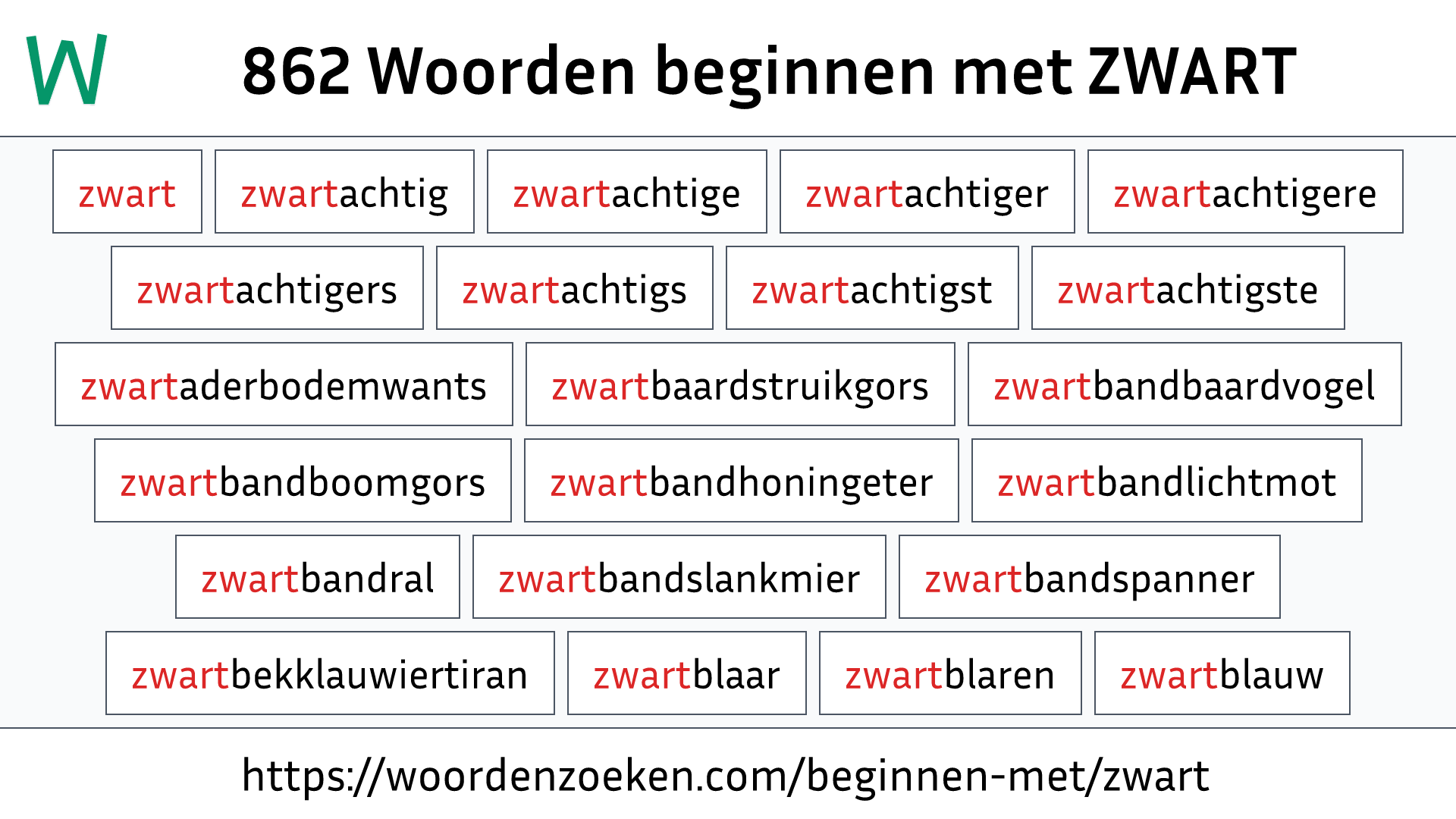 Woorden beginnen met ZWART