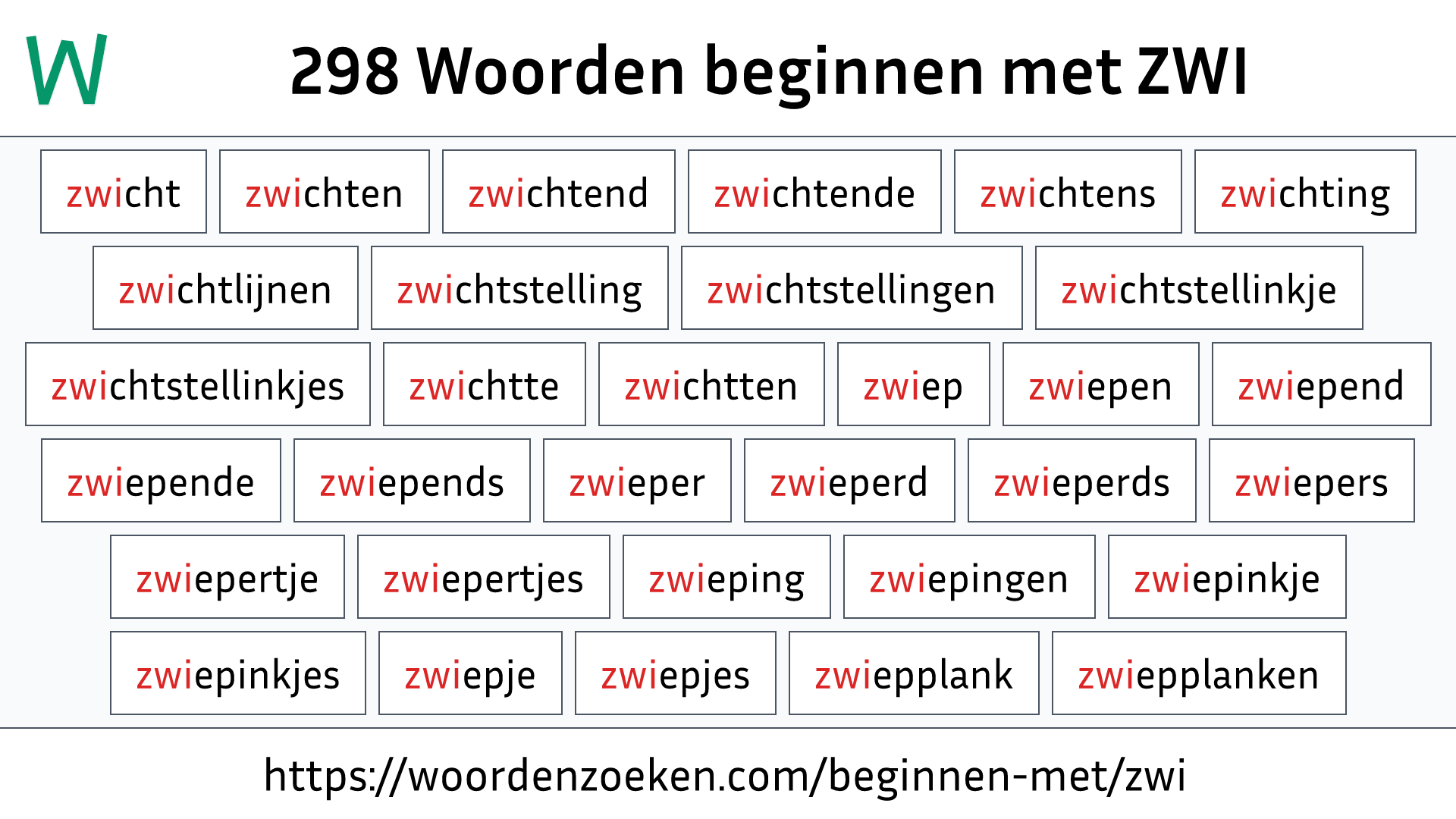 Woorden beginnen met ZWI