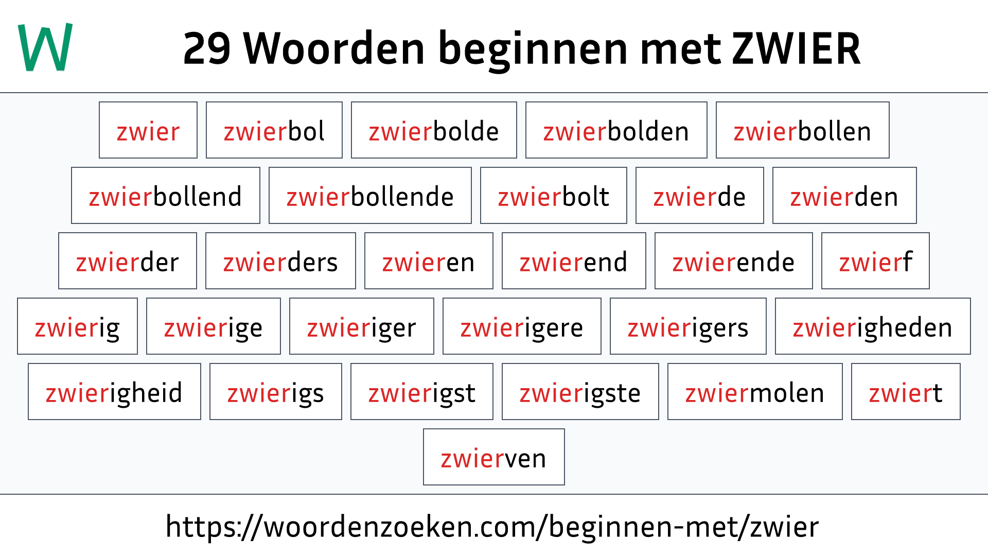 Woorden beginnen met ZWIER