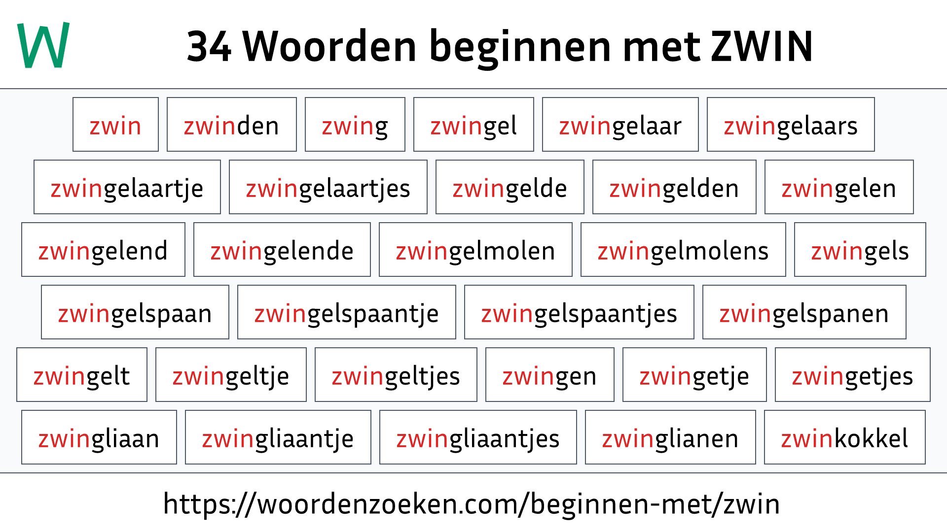 Woorden beginnen met ZWIN