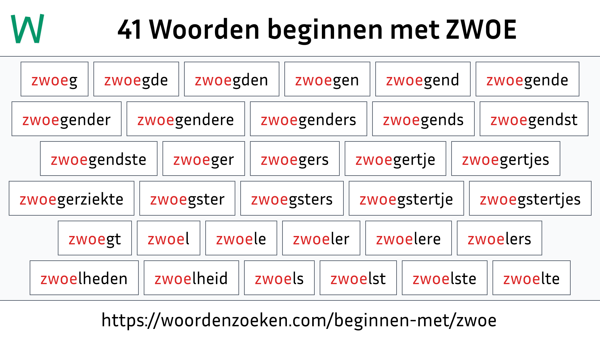 Woorden beginnen met ZWOE