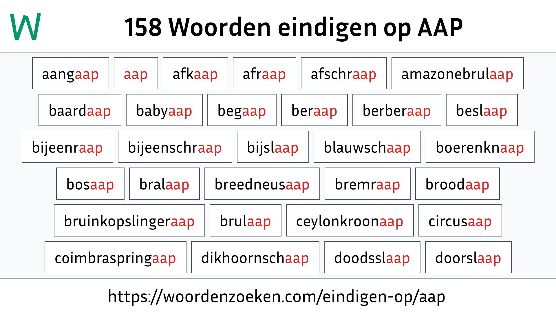 Woorden eindigen op AAP