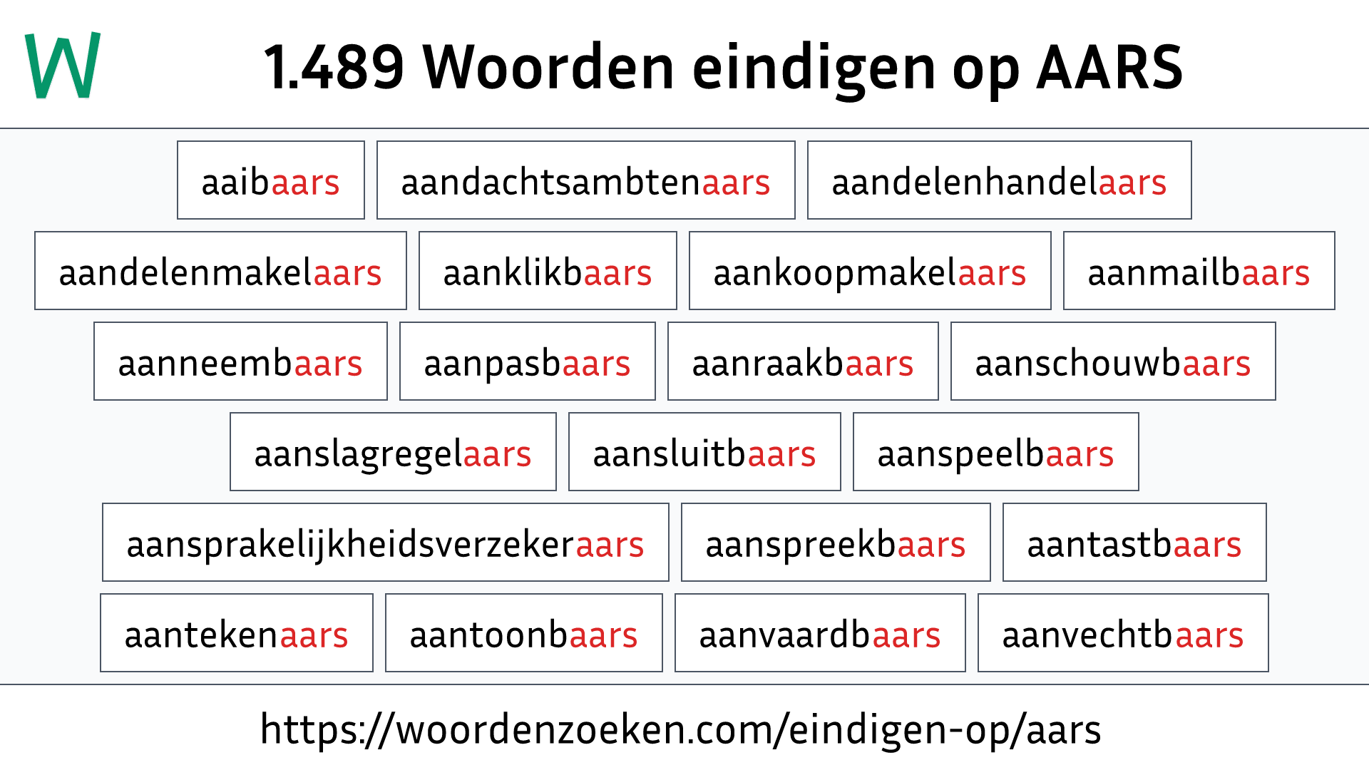 Woorden eindigen op AARS